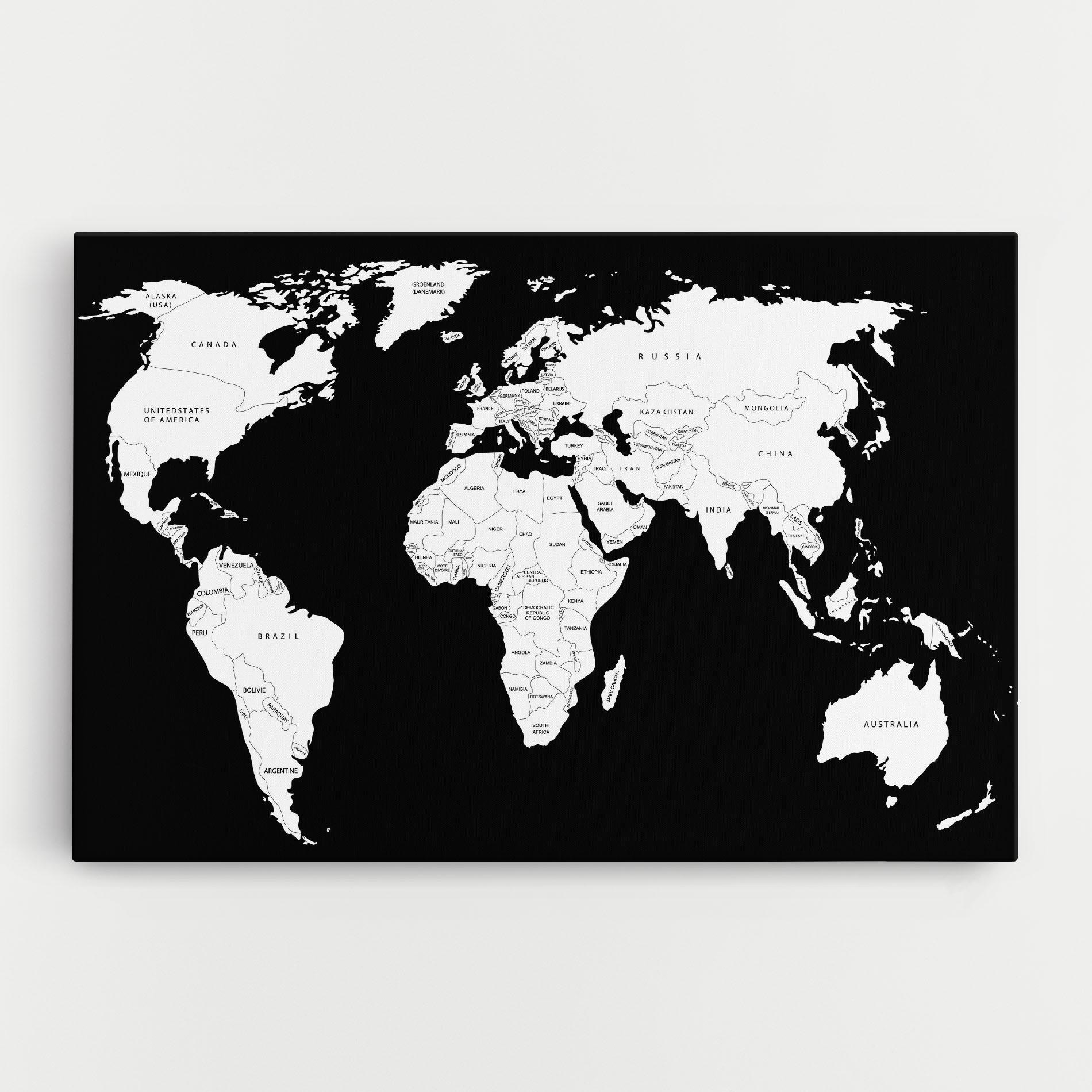 Картина на платно White World Map mockup 0