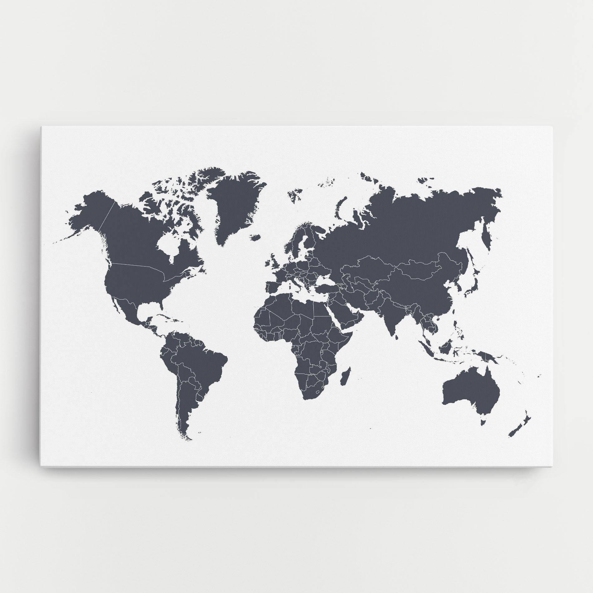 Картина на платно World Grey Map mockup 0