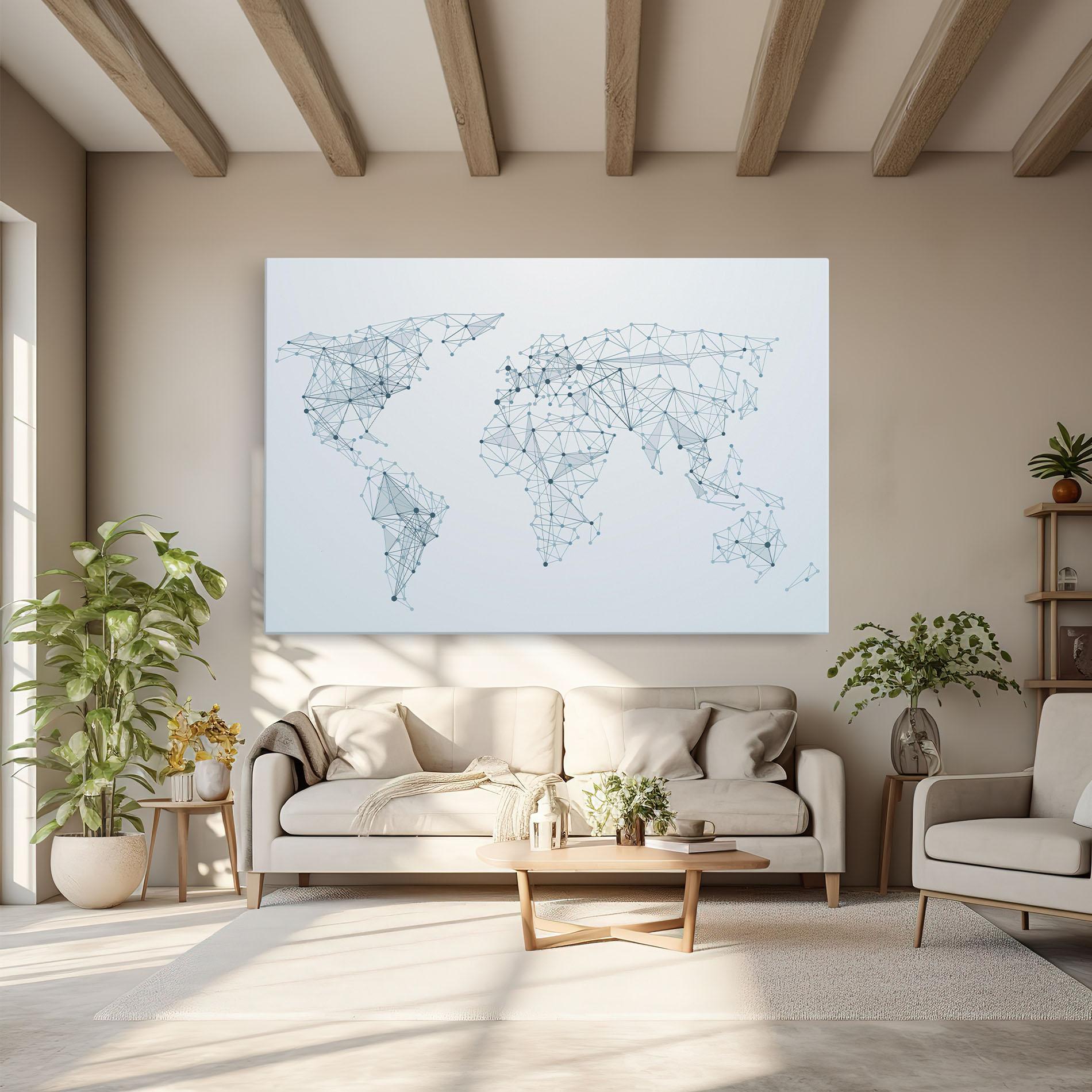 Картина на платно Blue Line Map mockup 6