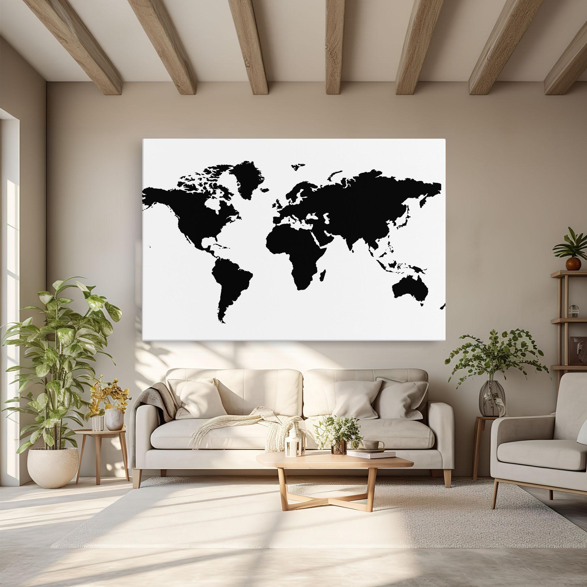 Картина на платно Global Black Map mockup 6