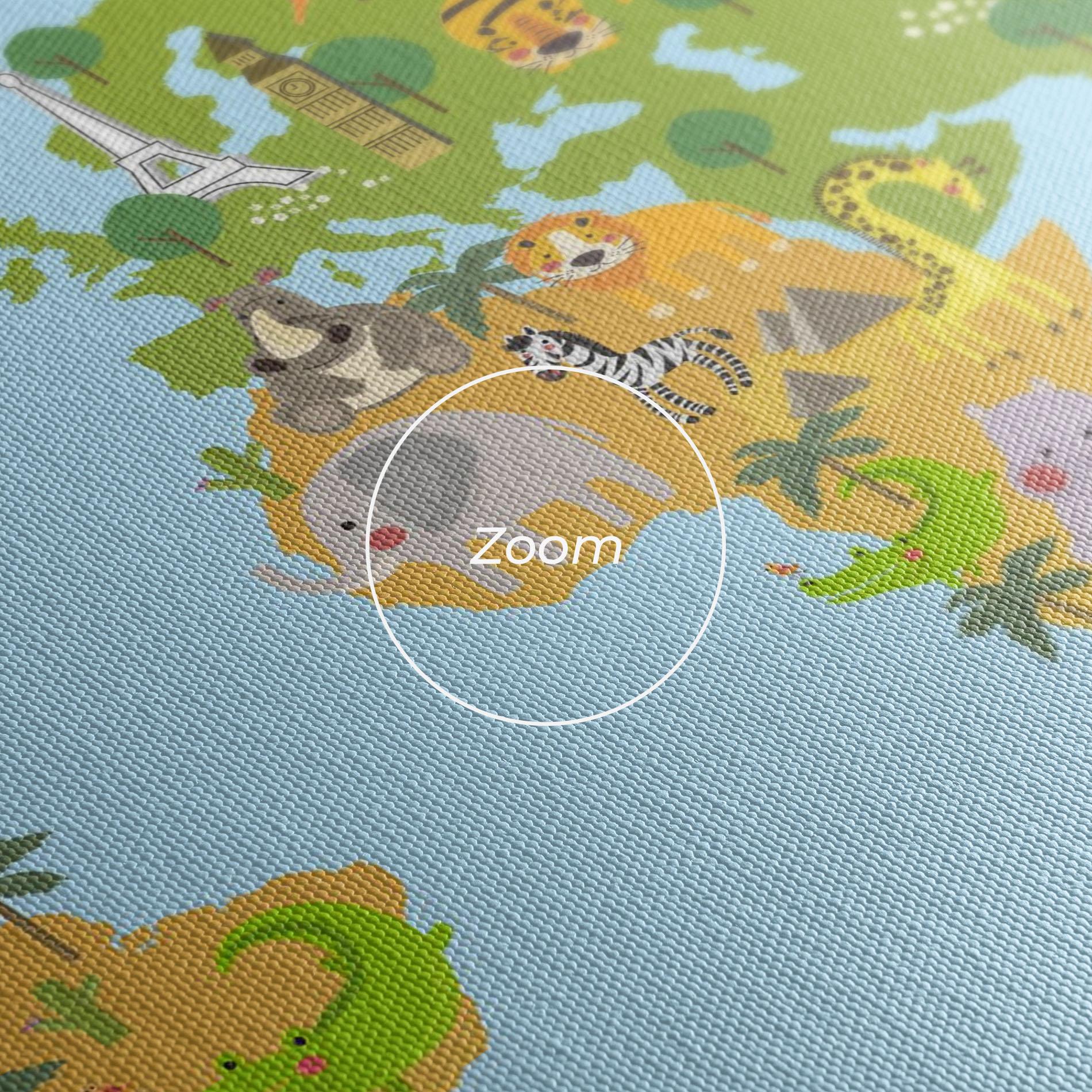 Картина на платно Animals Cute Map mockup 3