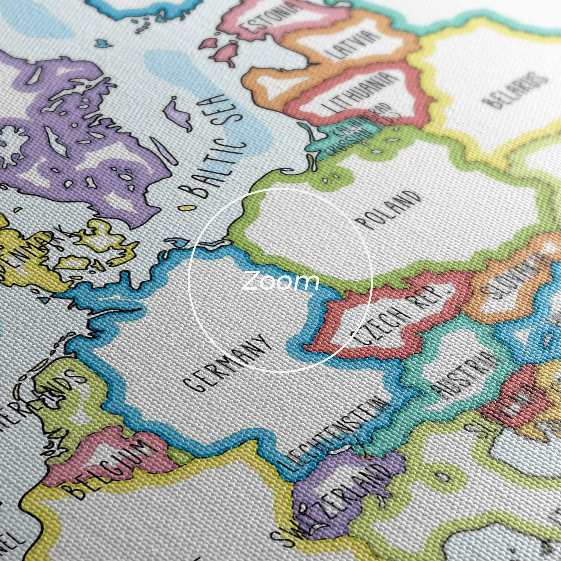 Картина на платно Europe Map mockup 3