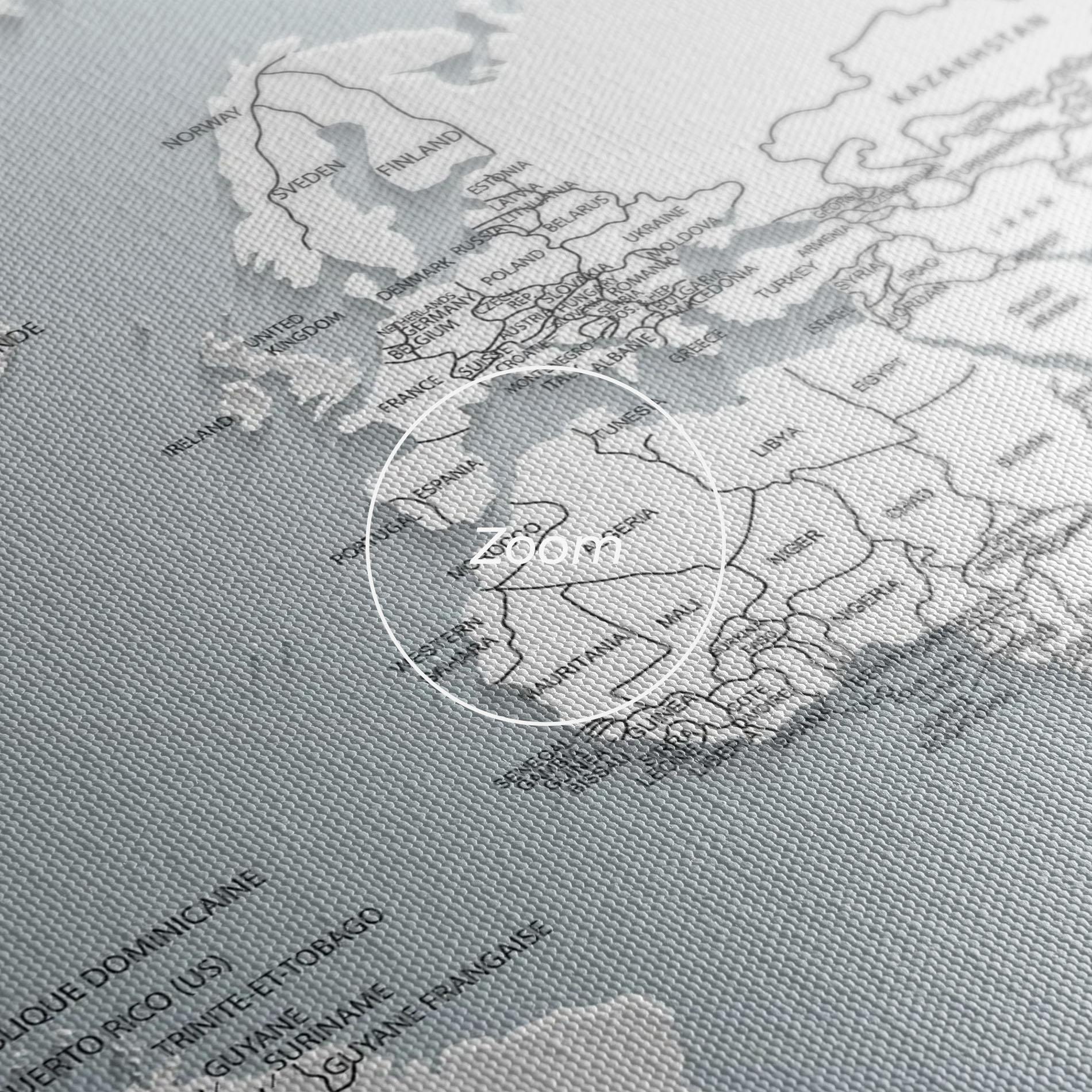 Картина на платно Grey White Map mockup 3