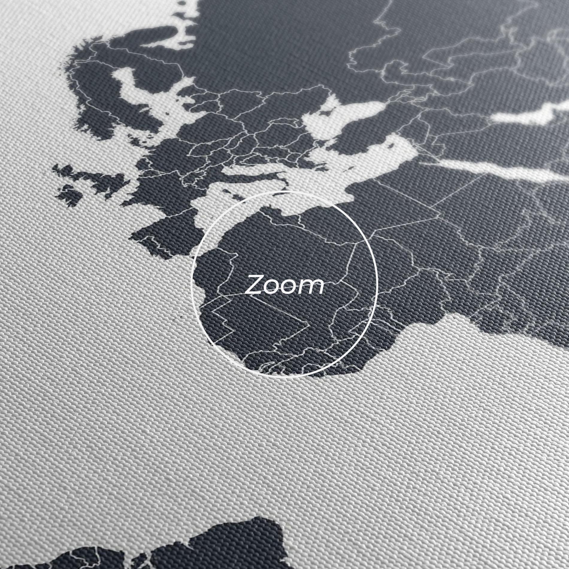Картина на платно World Grey Map mockup 3