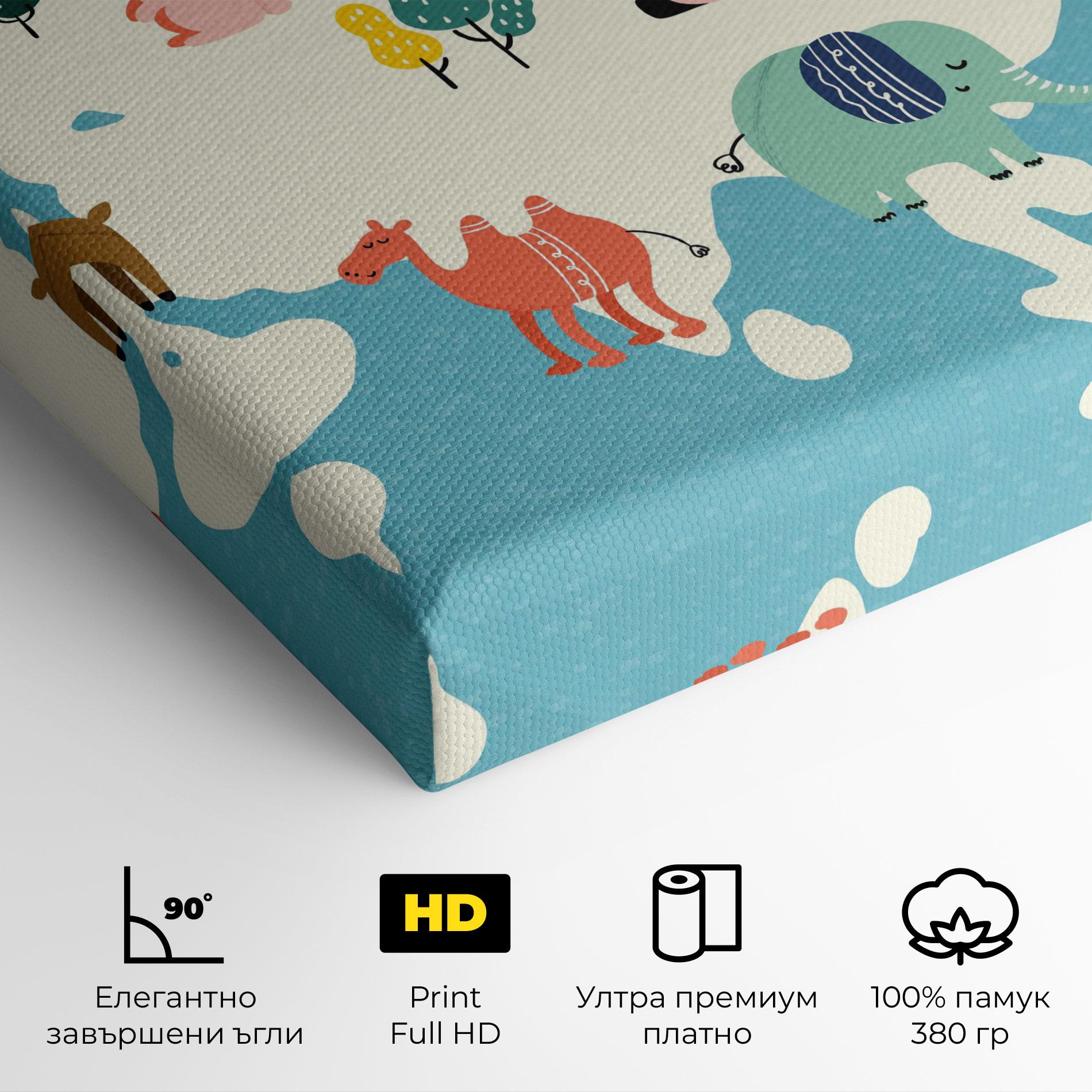 Картина на платно Asia Cute Map mockup 4