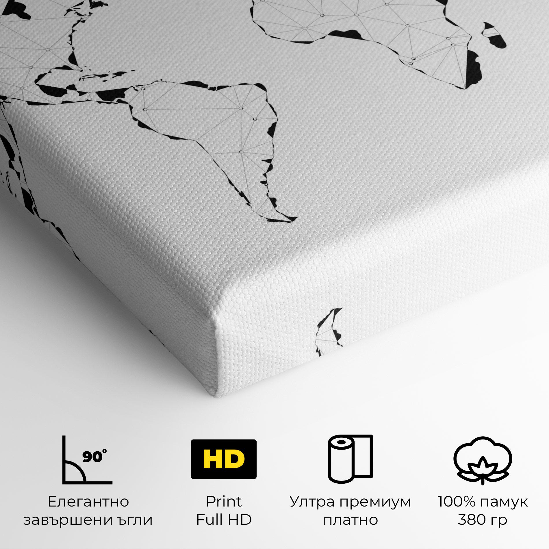 Картина на платно Black Line Map mockup 4