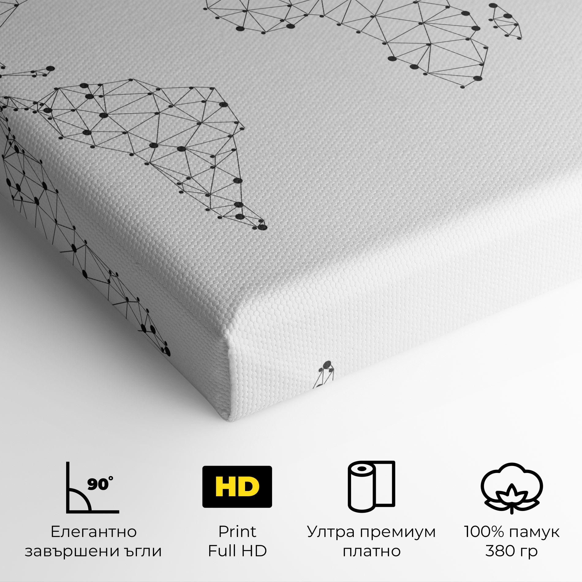 Картина на платно Black Map Line mockup 4