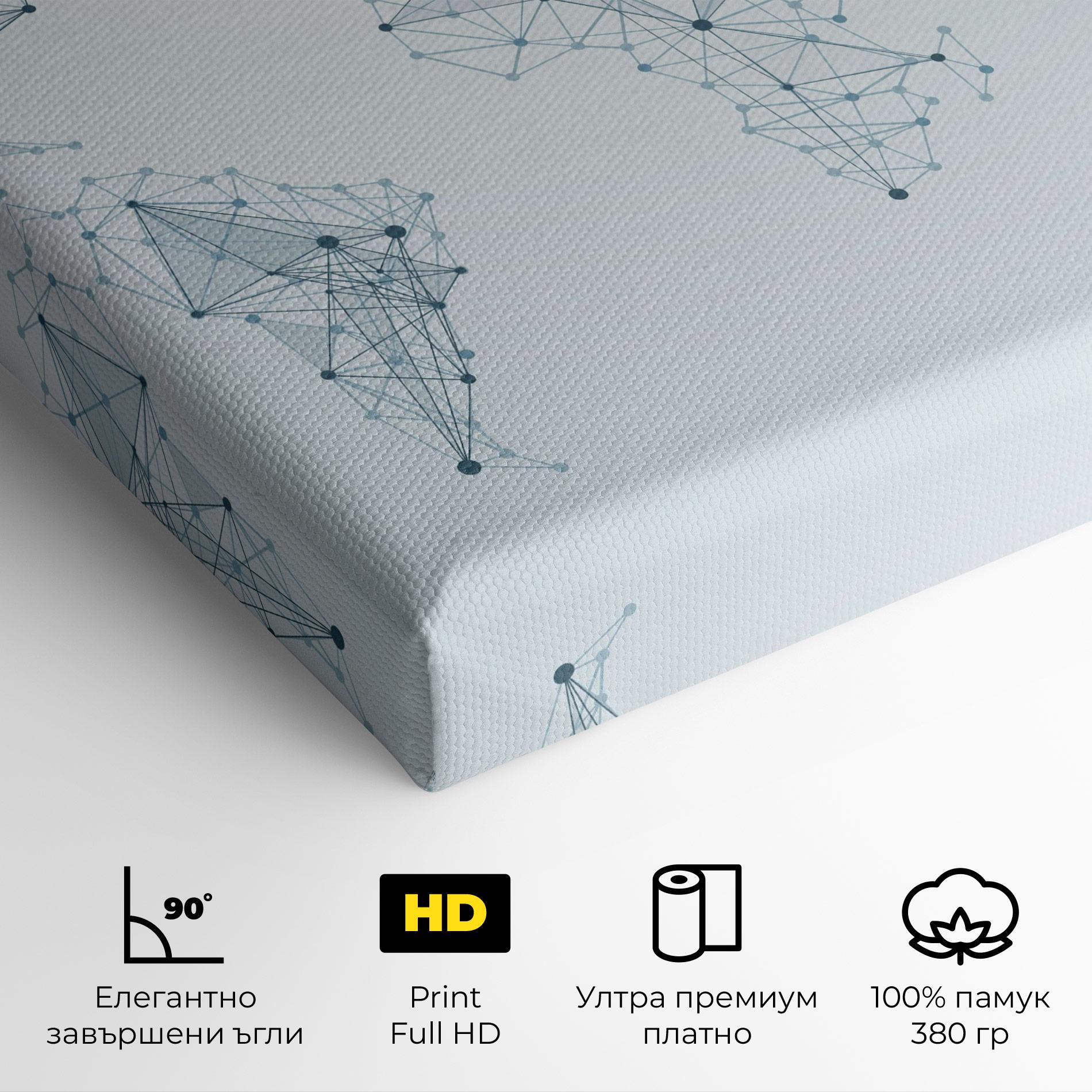 Картина на платно Blue Line Map mockup 4