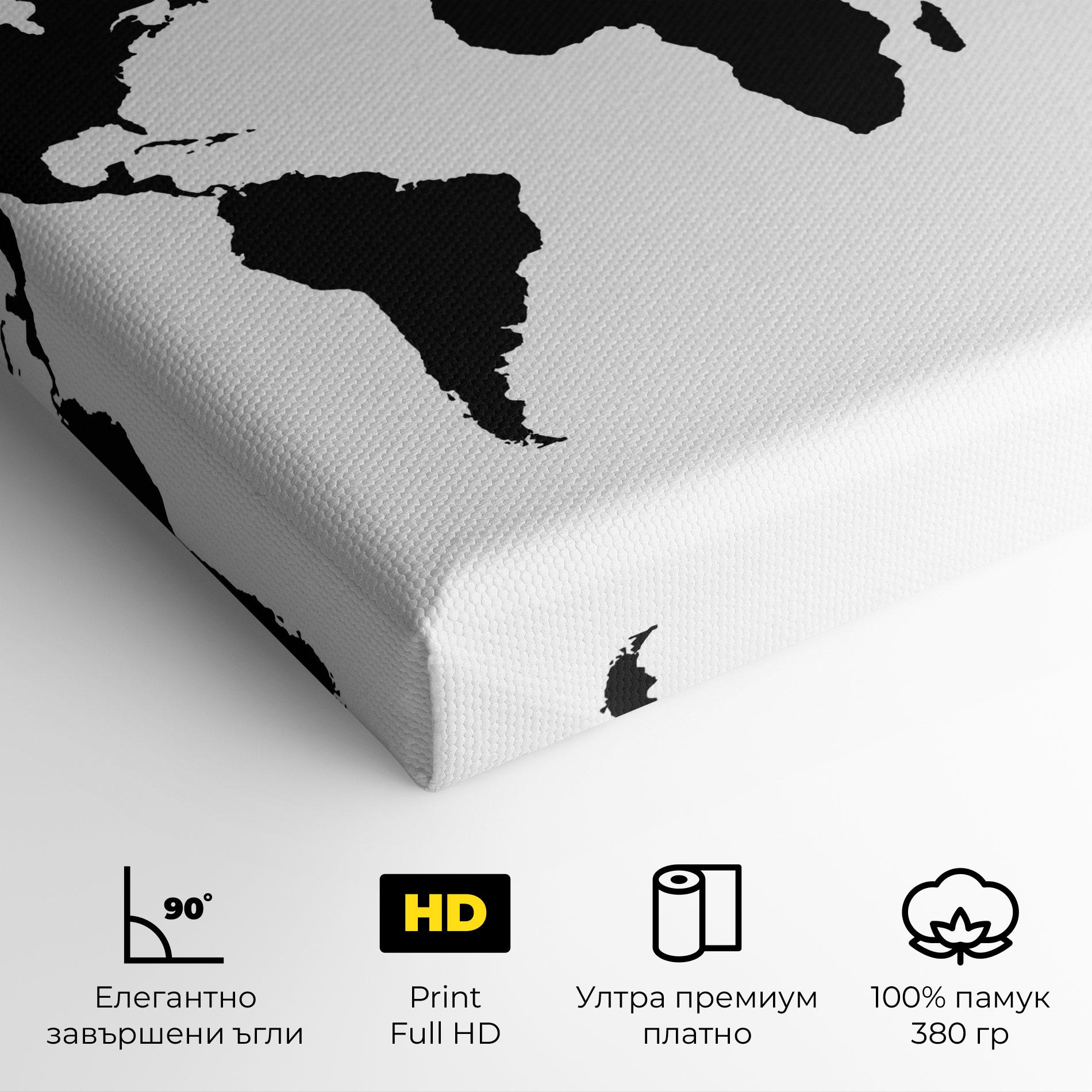 Картина на платно Global Black Map mockup 4