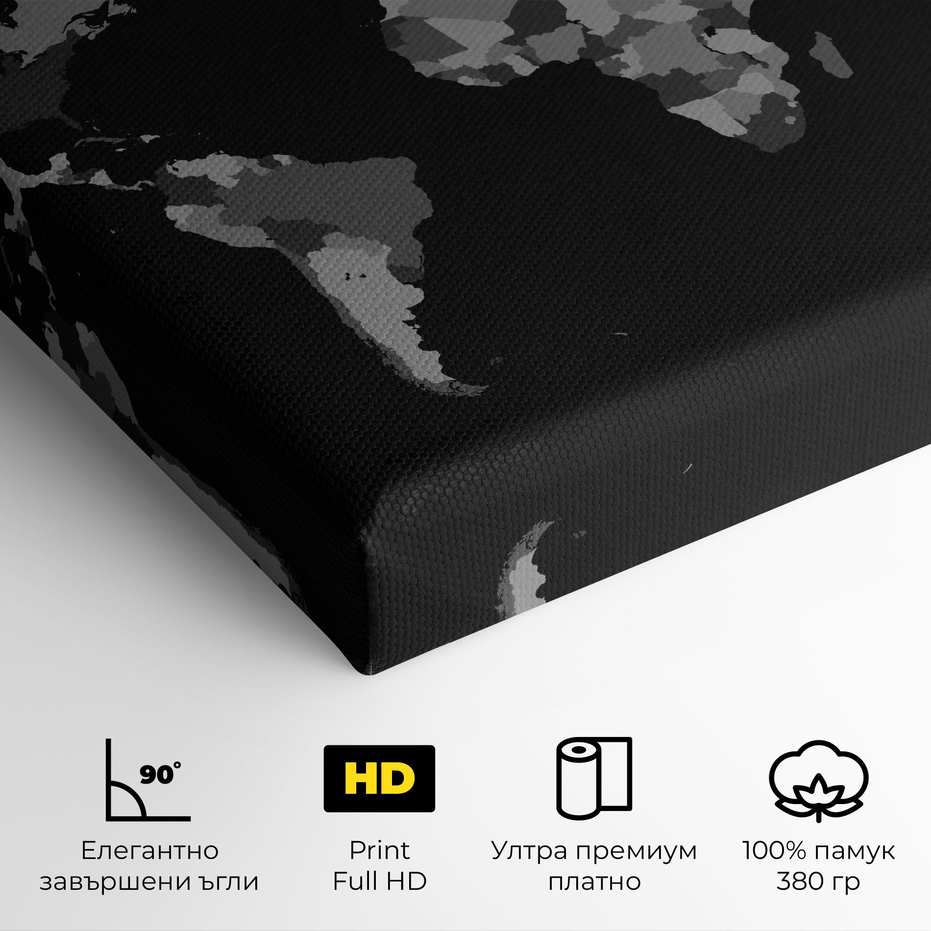 Картина на платно Grey Map World mockup 4