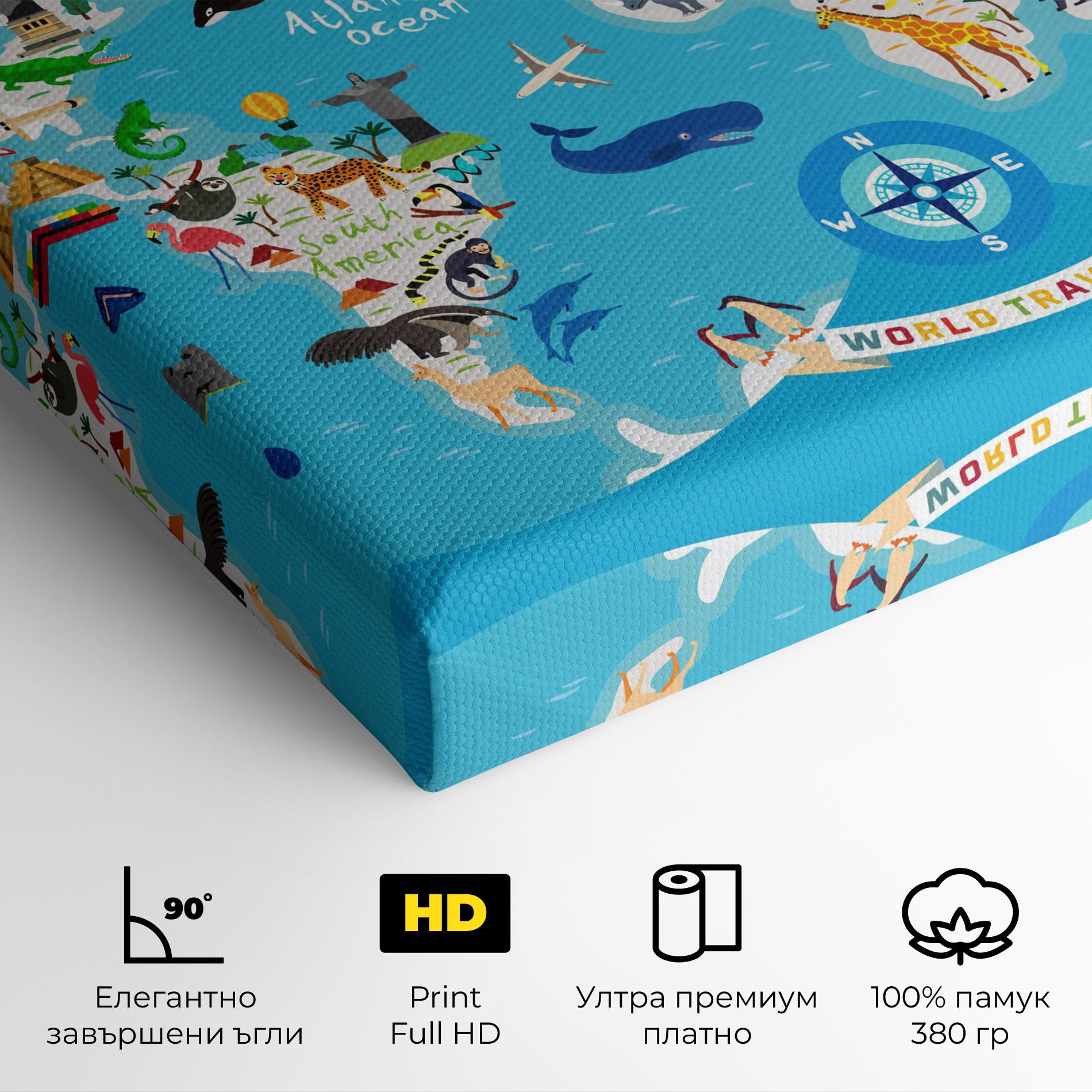 Картина на платно Travel Map mockup 4