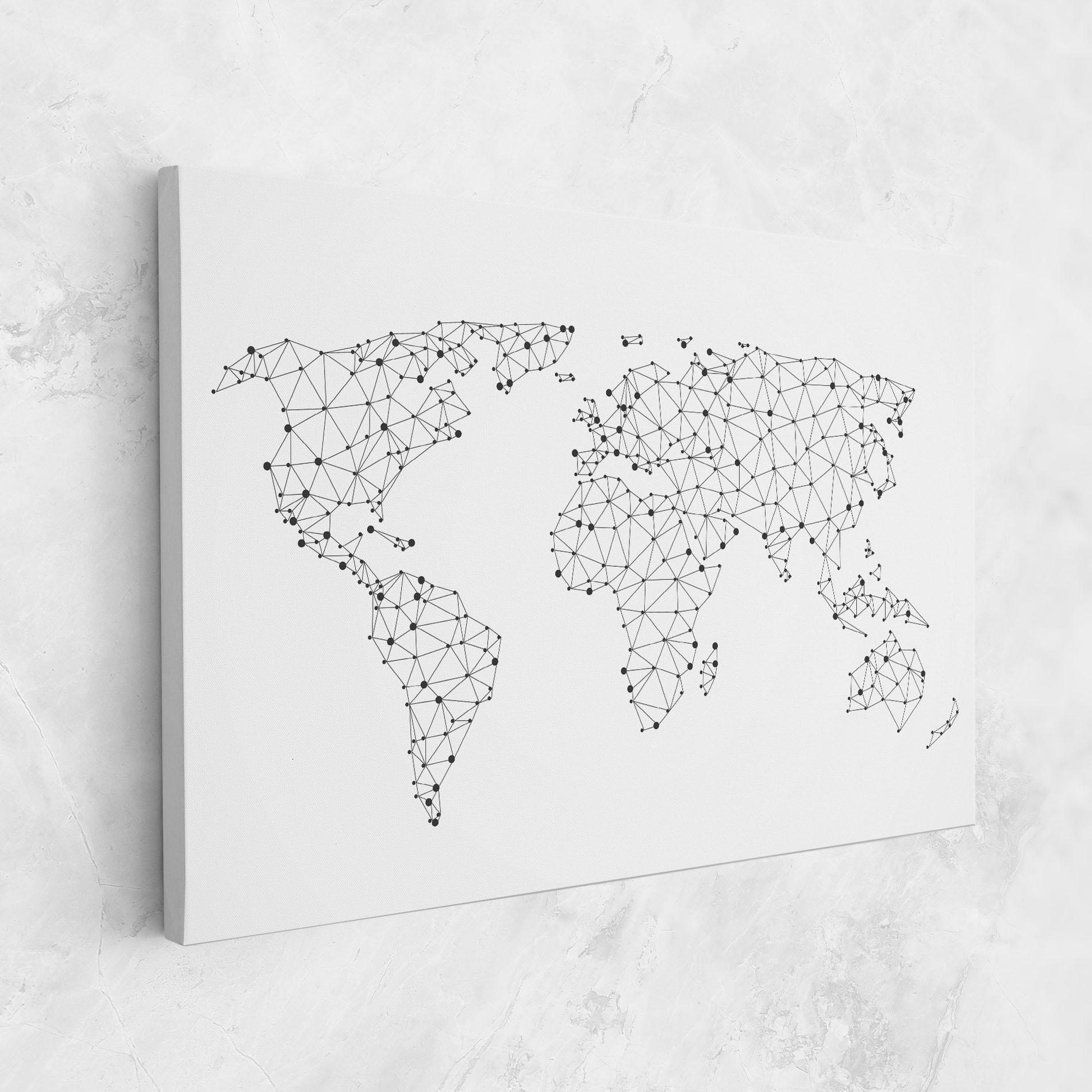 Картина на платно Black Map Line mockup 1