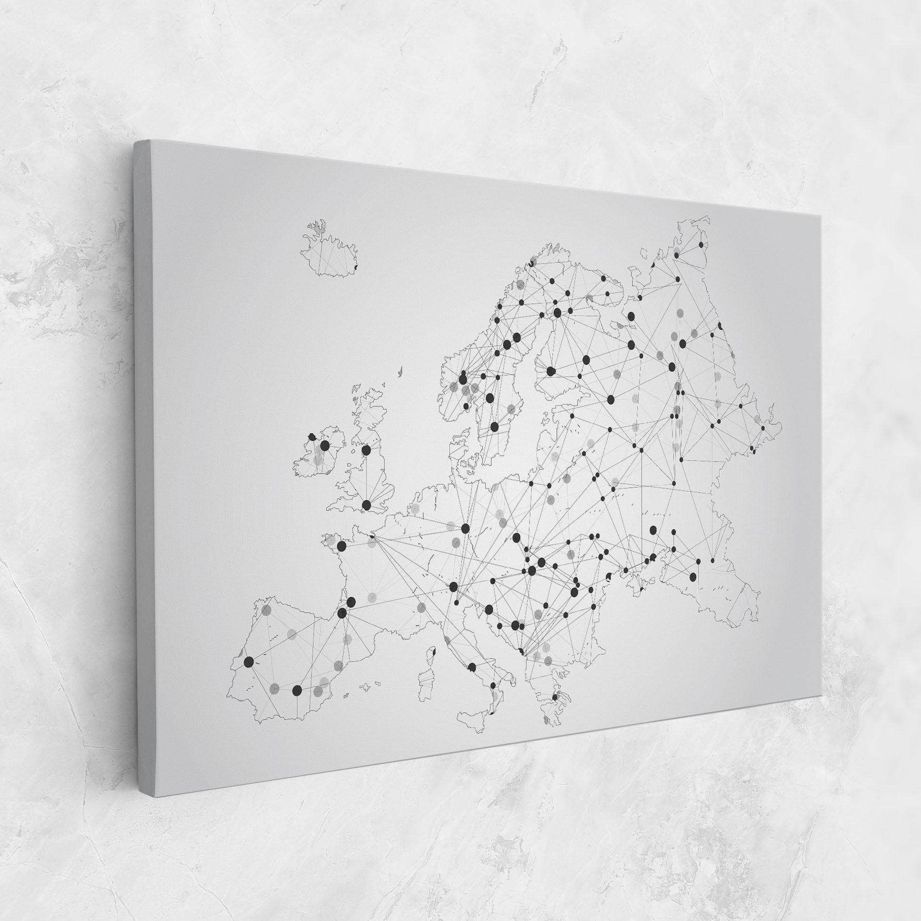 Картина на платно Europe Line Map mockup 1