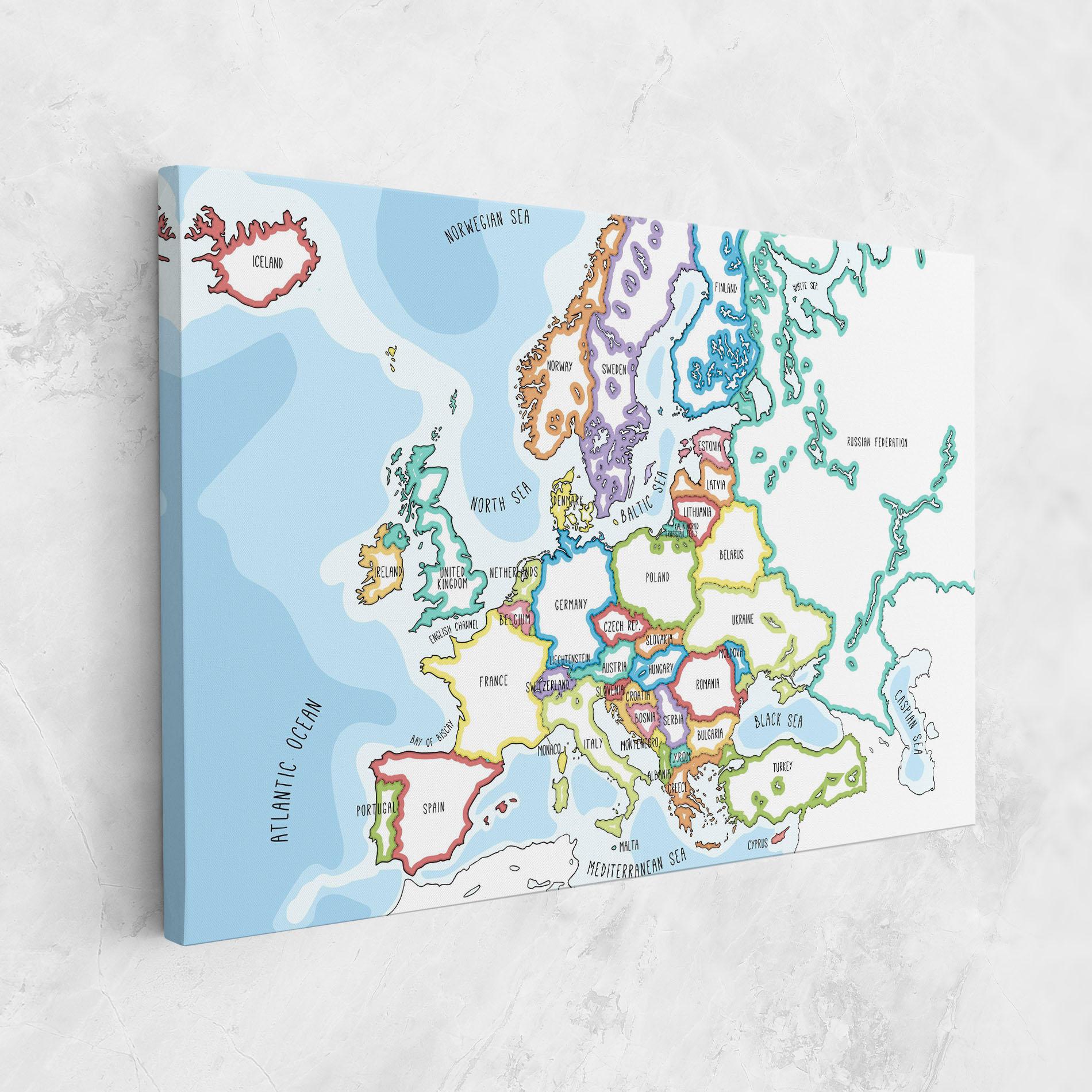 Картина на платно Europe Map mockup 1