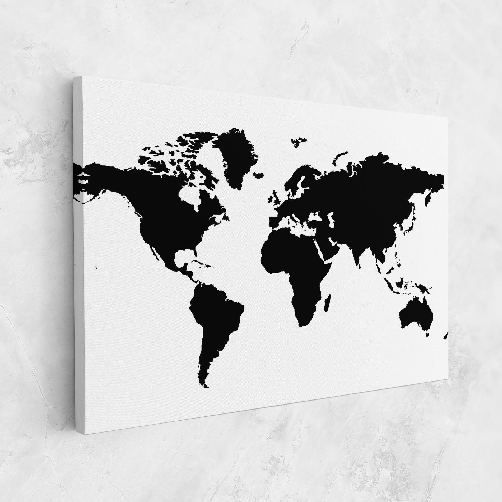 Картина на платно Global Black Map mockup 1