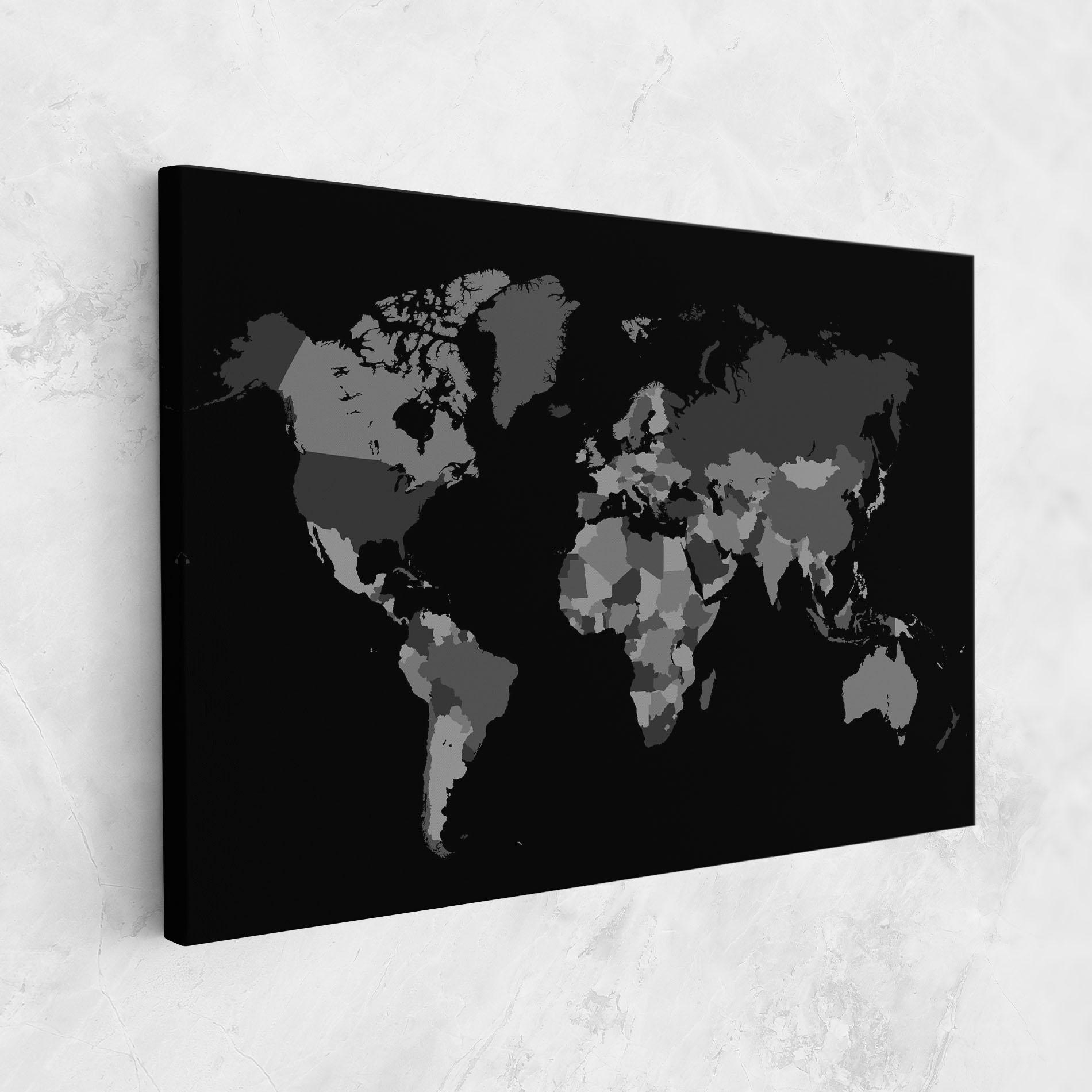 Картина на платно Grey Map World mockup 1