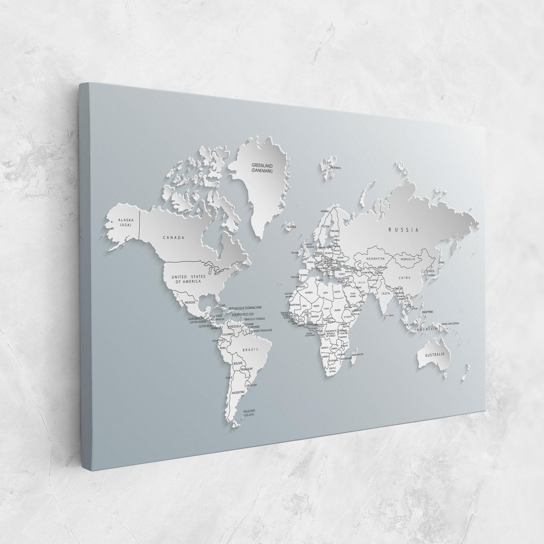 Картина на платно Grey White Map mockup 1