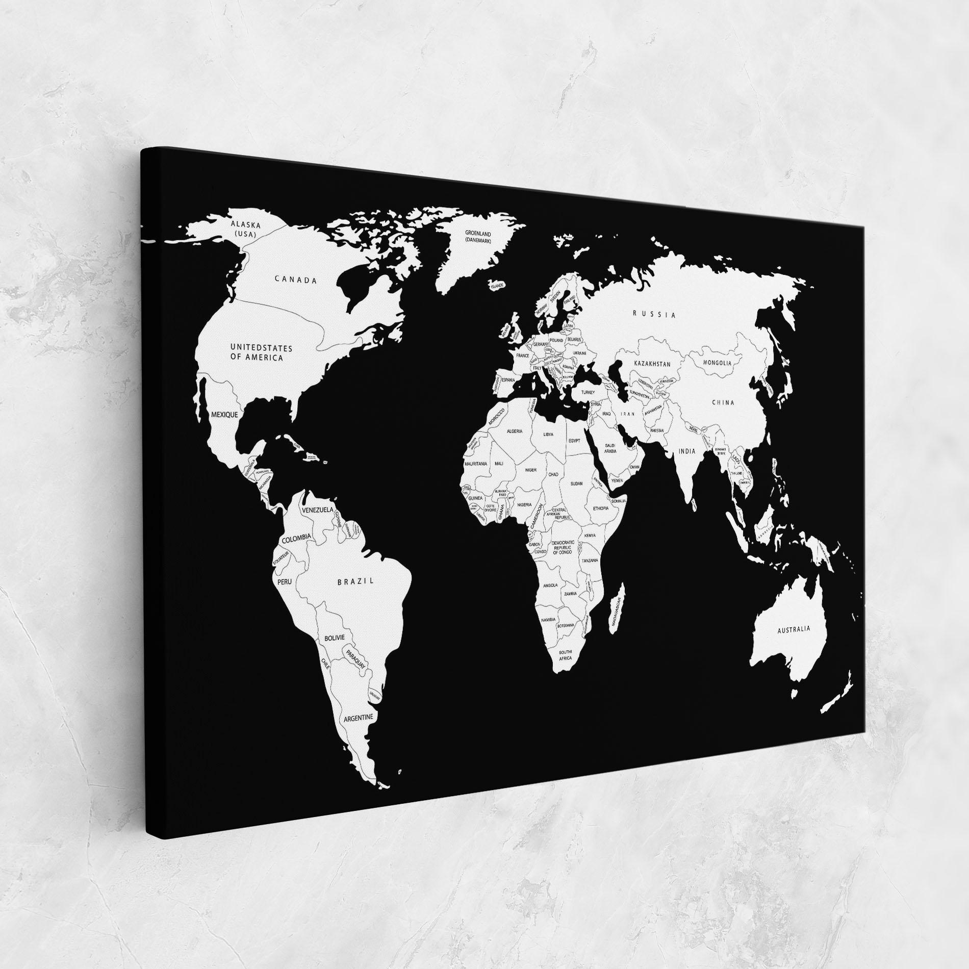 Картина на платно White World Map mockup 1