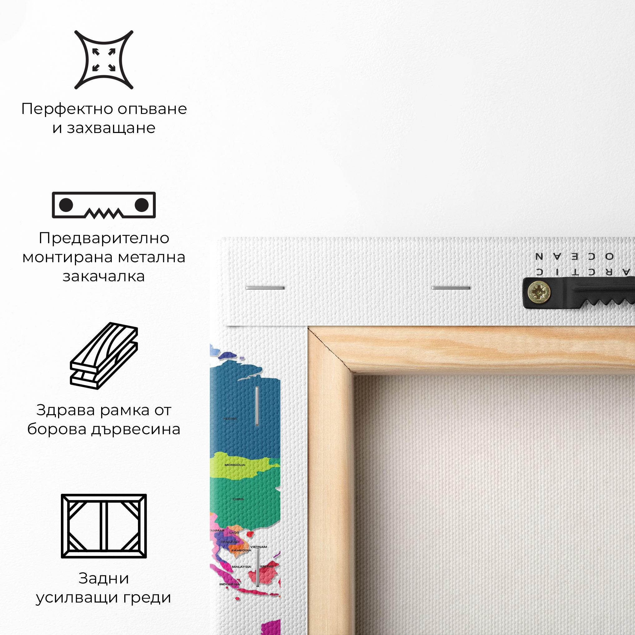 Картина на платно Colored Continents Map mockup 5