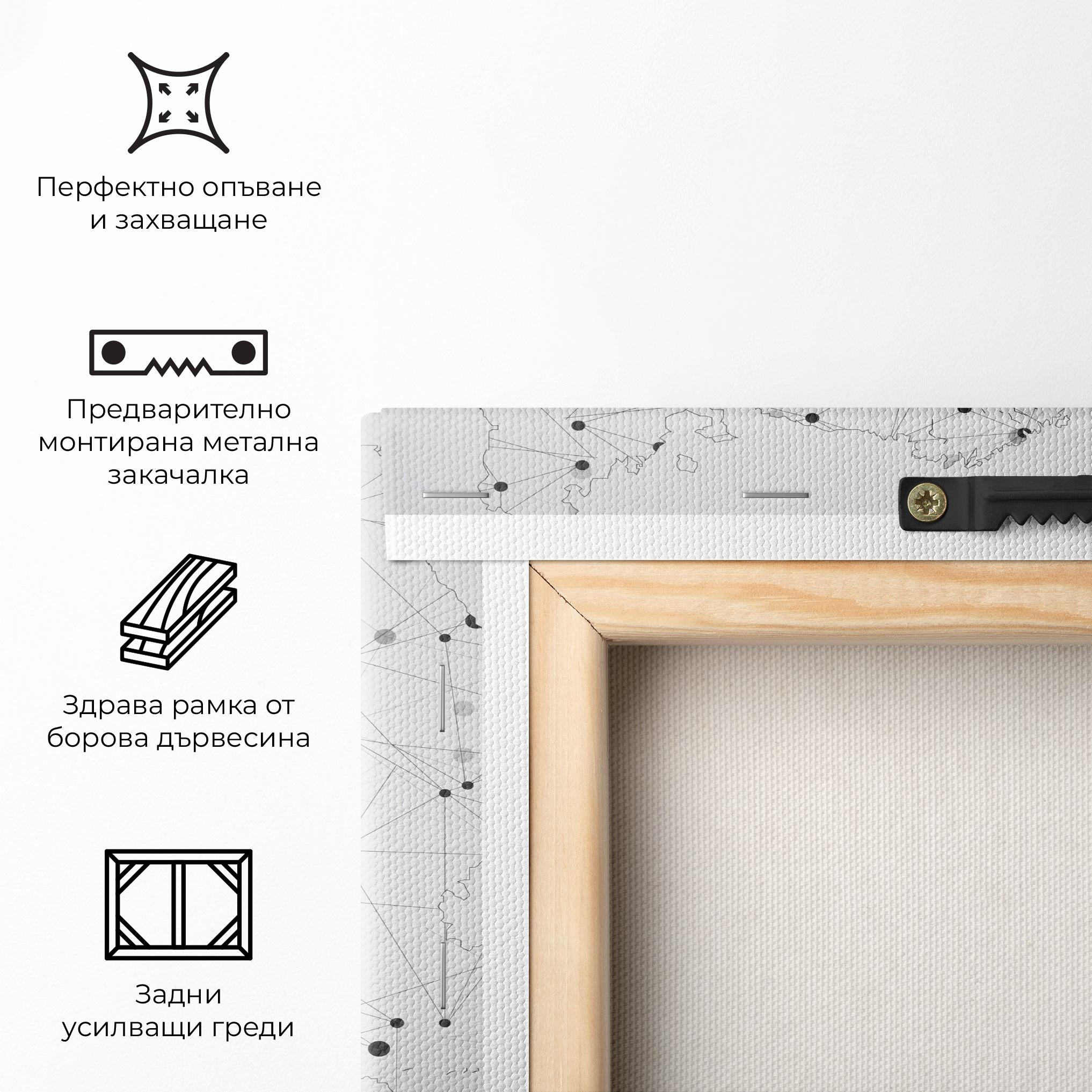 Картина на платно Europe Line Map mockup 5