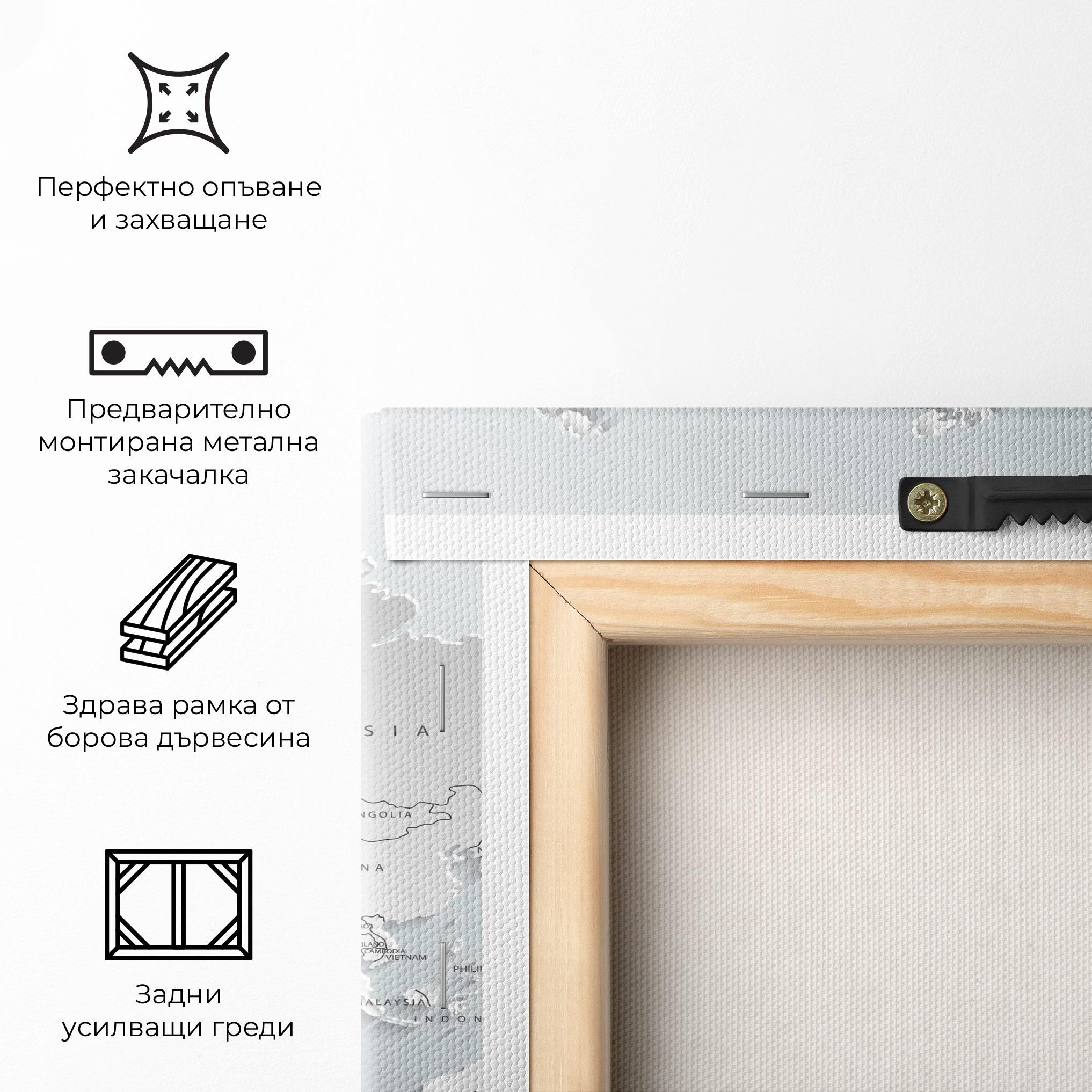 Картина на платно Grey White Map mockup 5