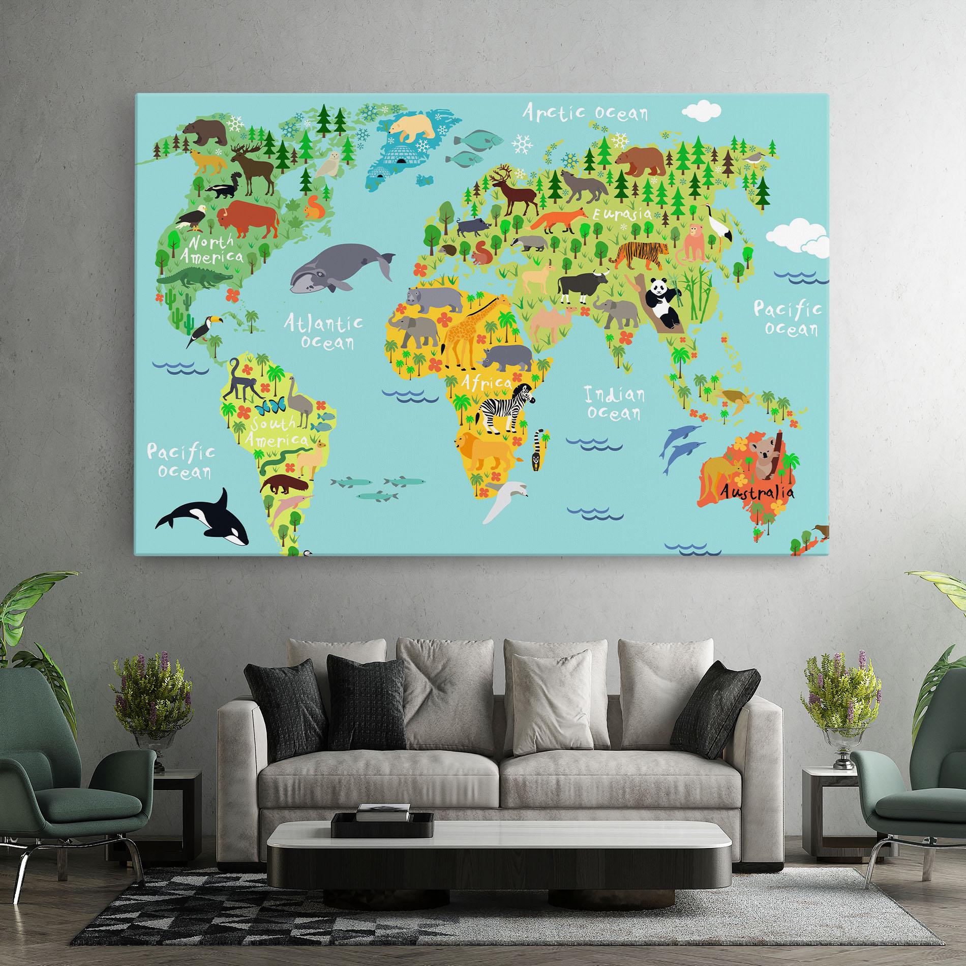 Картина на платно Animal World Map mockup 7