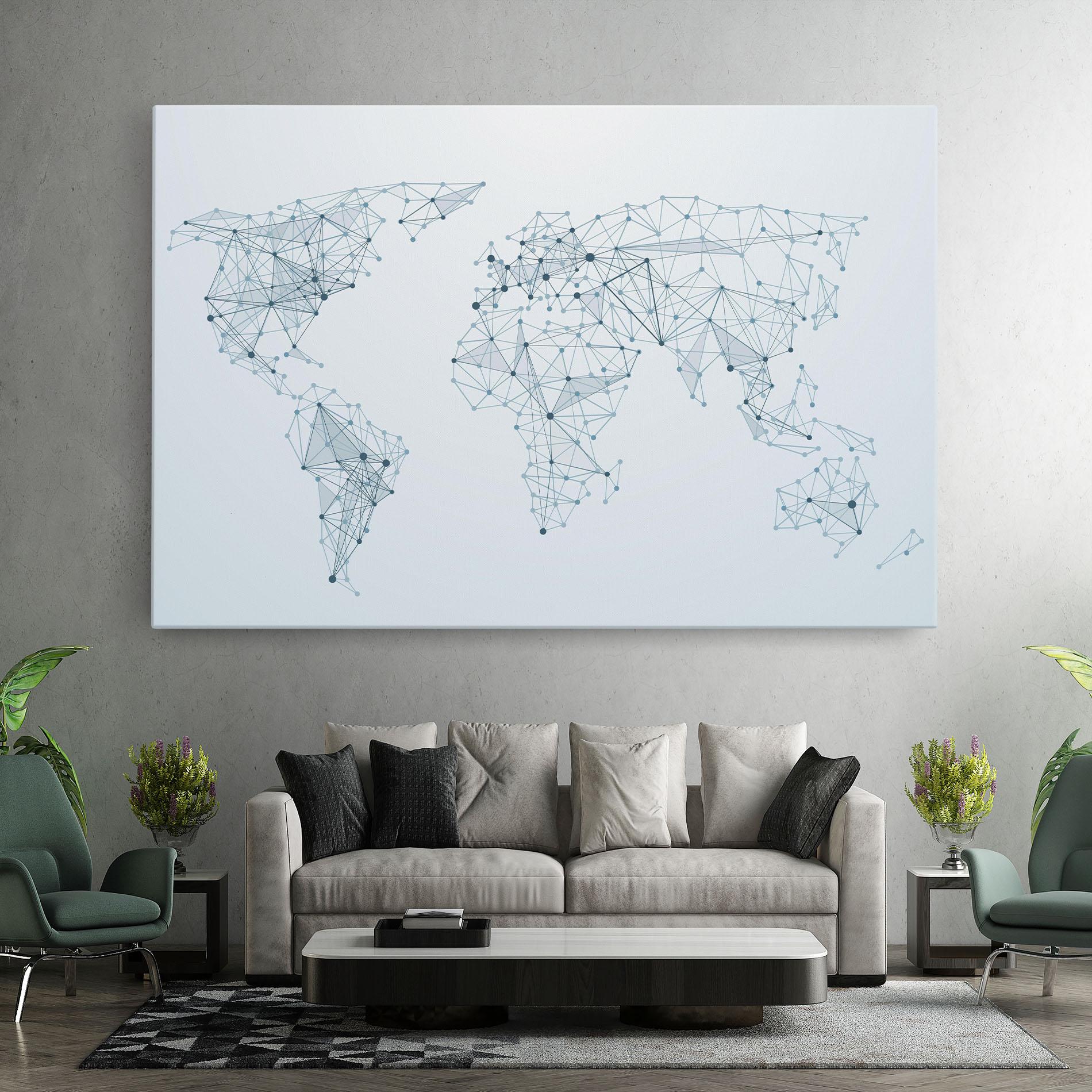 Картина на платно Blue Line Map mockup 7