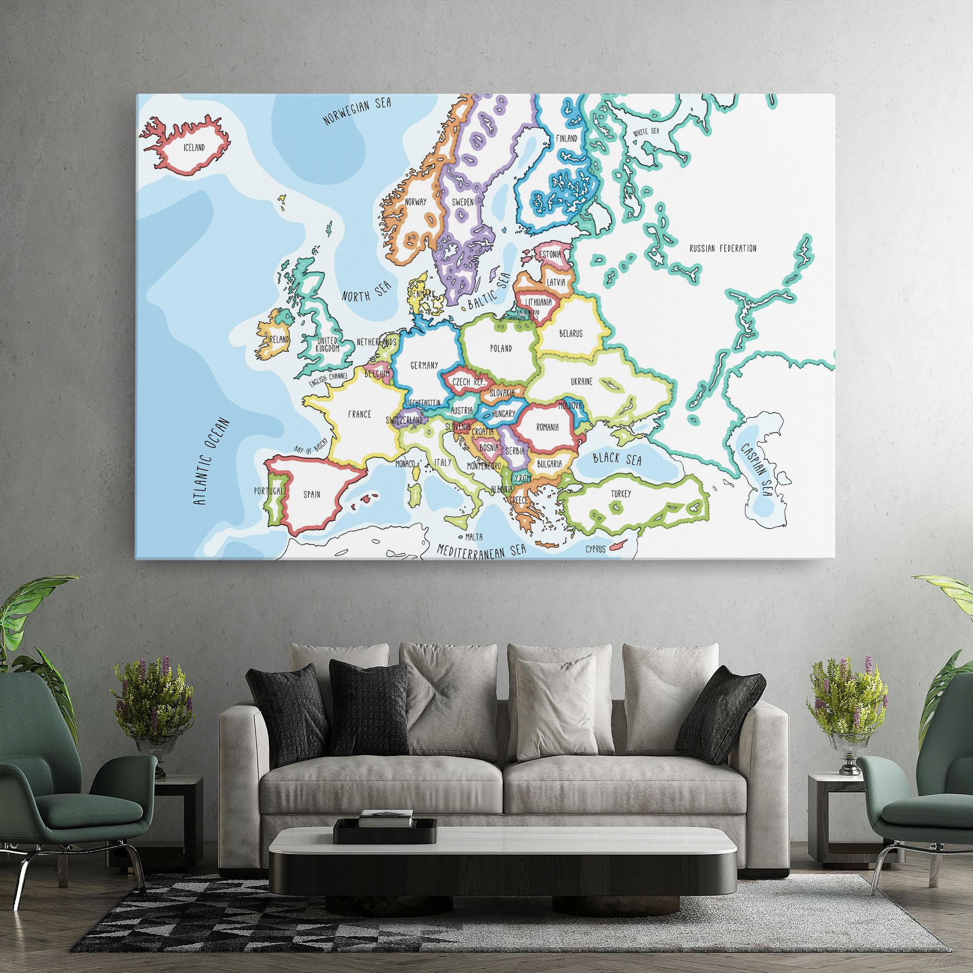 Картина на платно Europe Map mockup 7