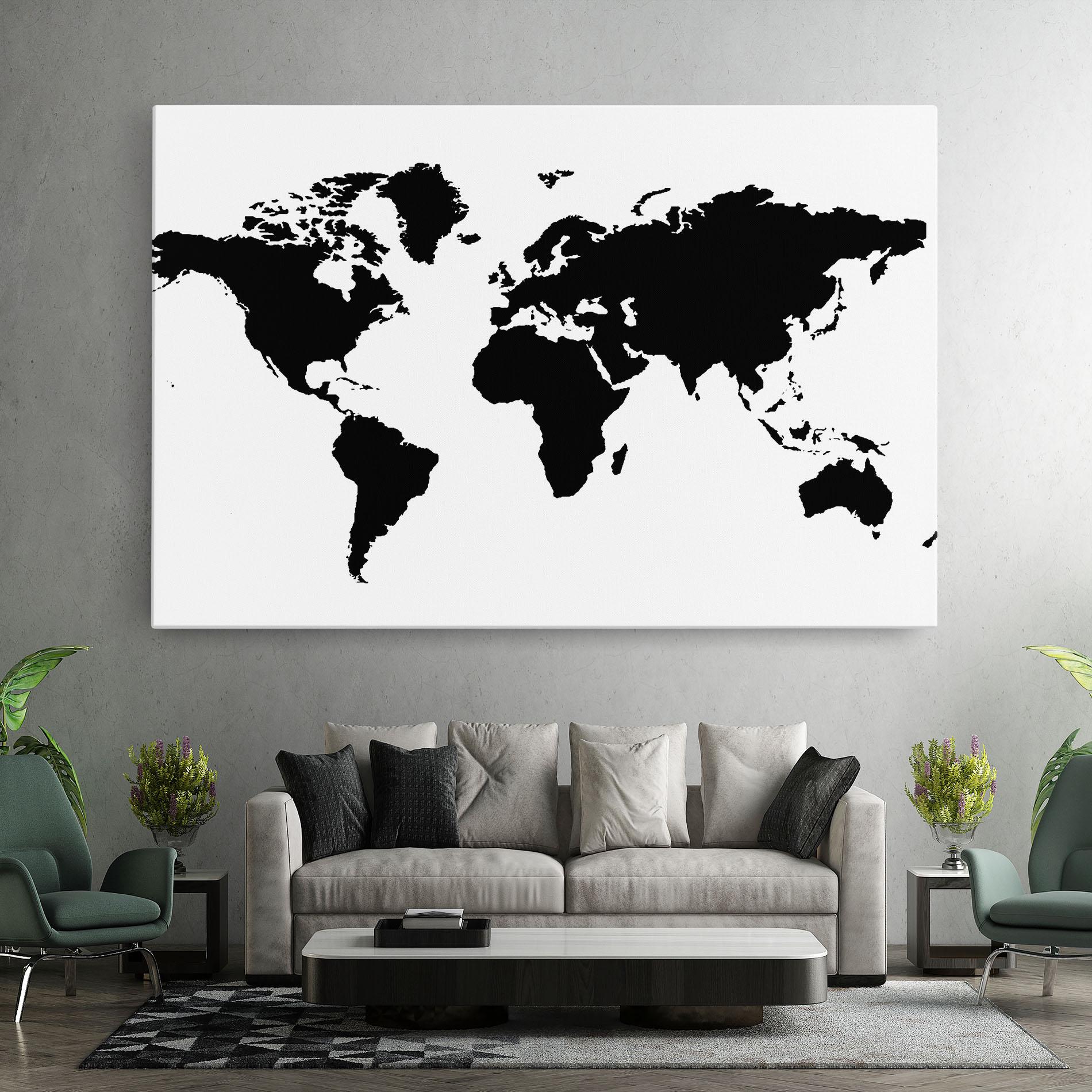 Картина на платно Global Black Map mockup 7
