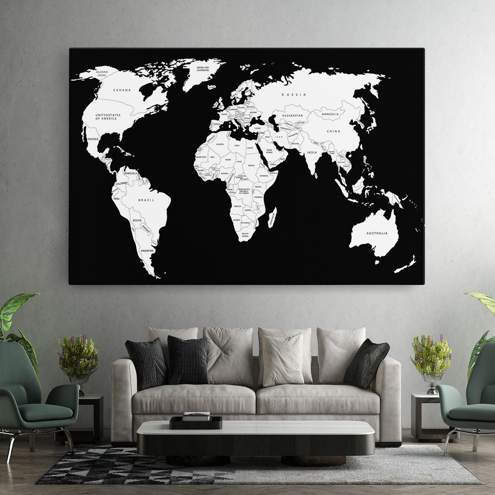 Картина на платно White World Map mockup 7