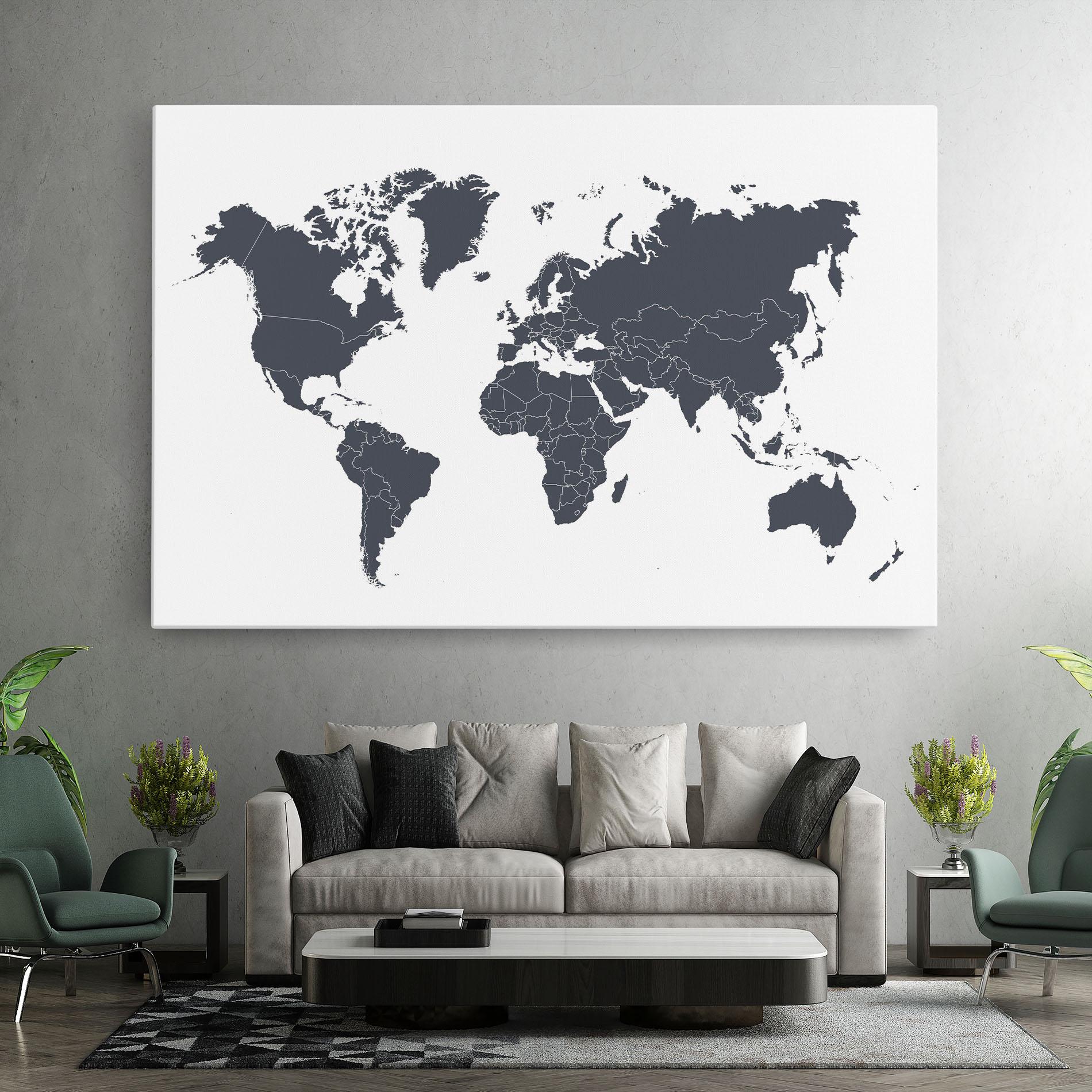 Картина на платно World Grey Map mockup 7