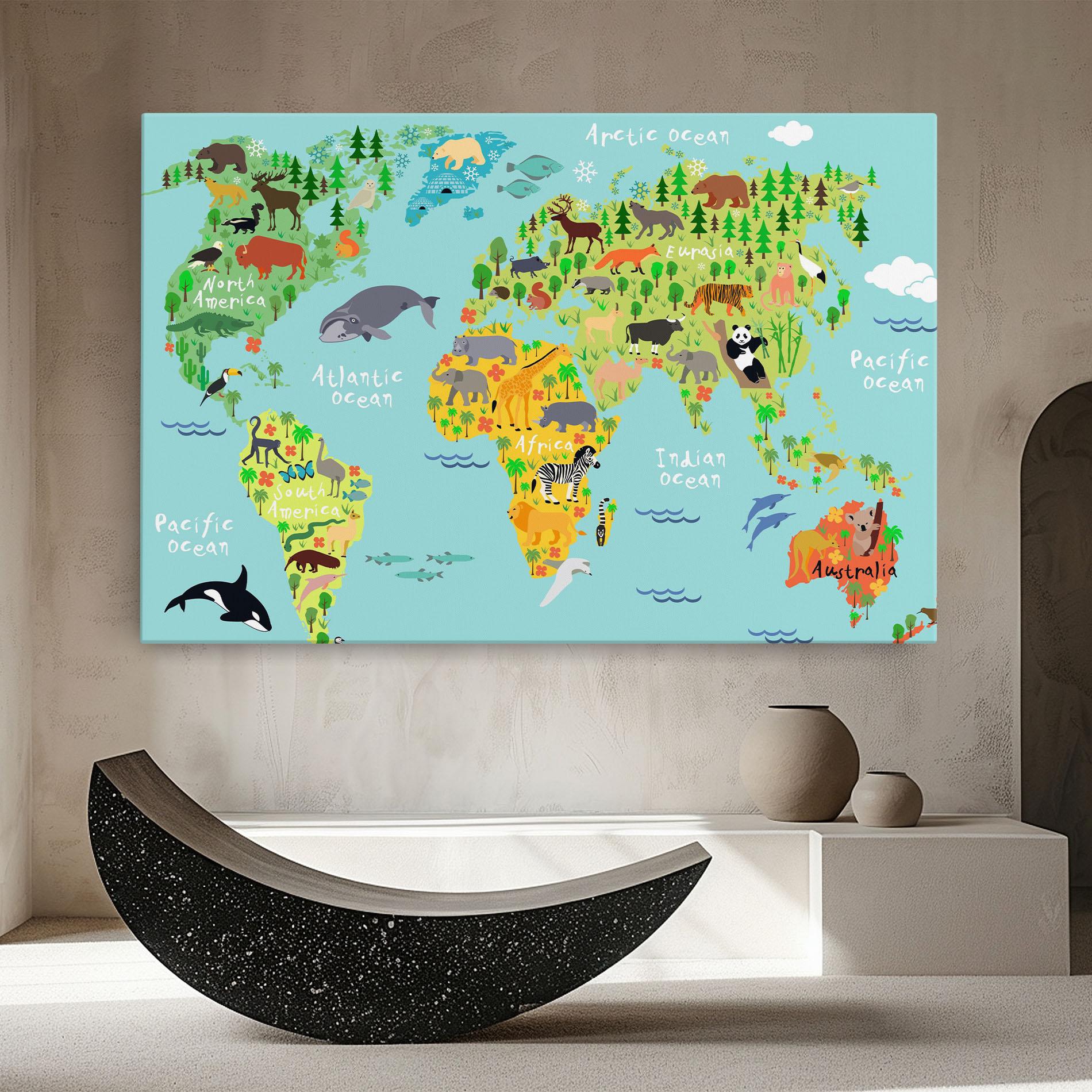 Картина на платно Animal World Map mockup 8
