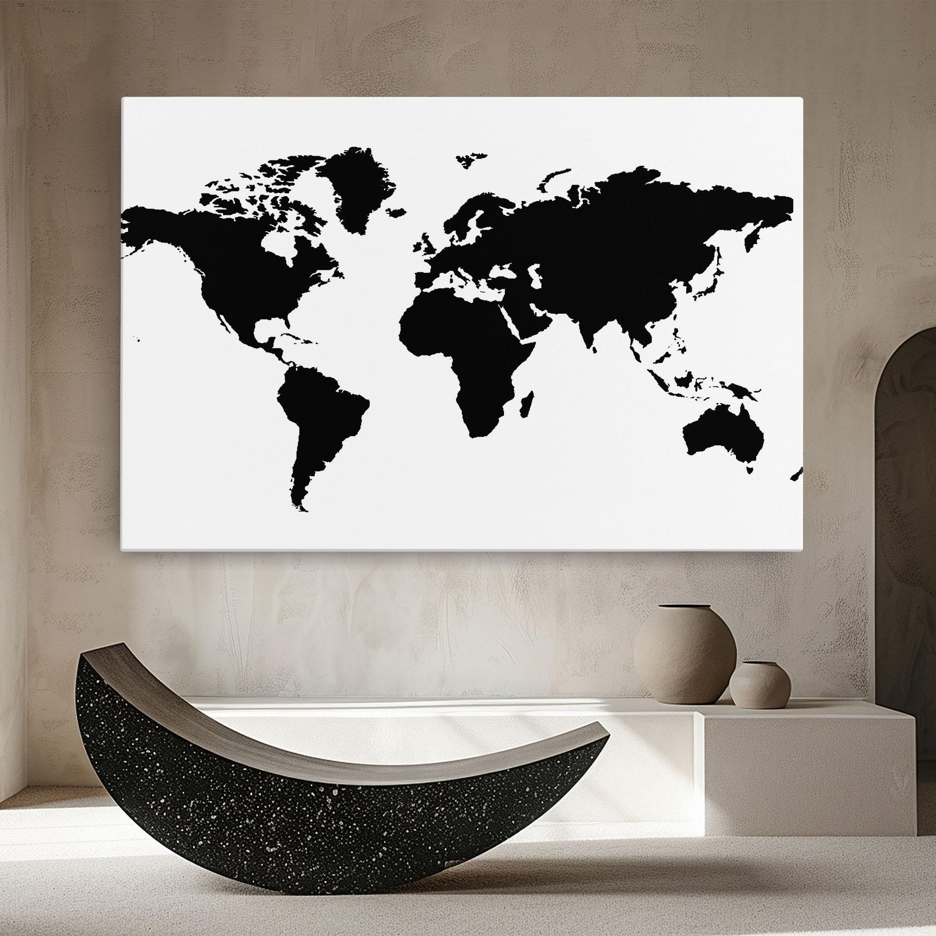 Картина на платно Global Black Map mockup 8