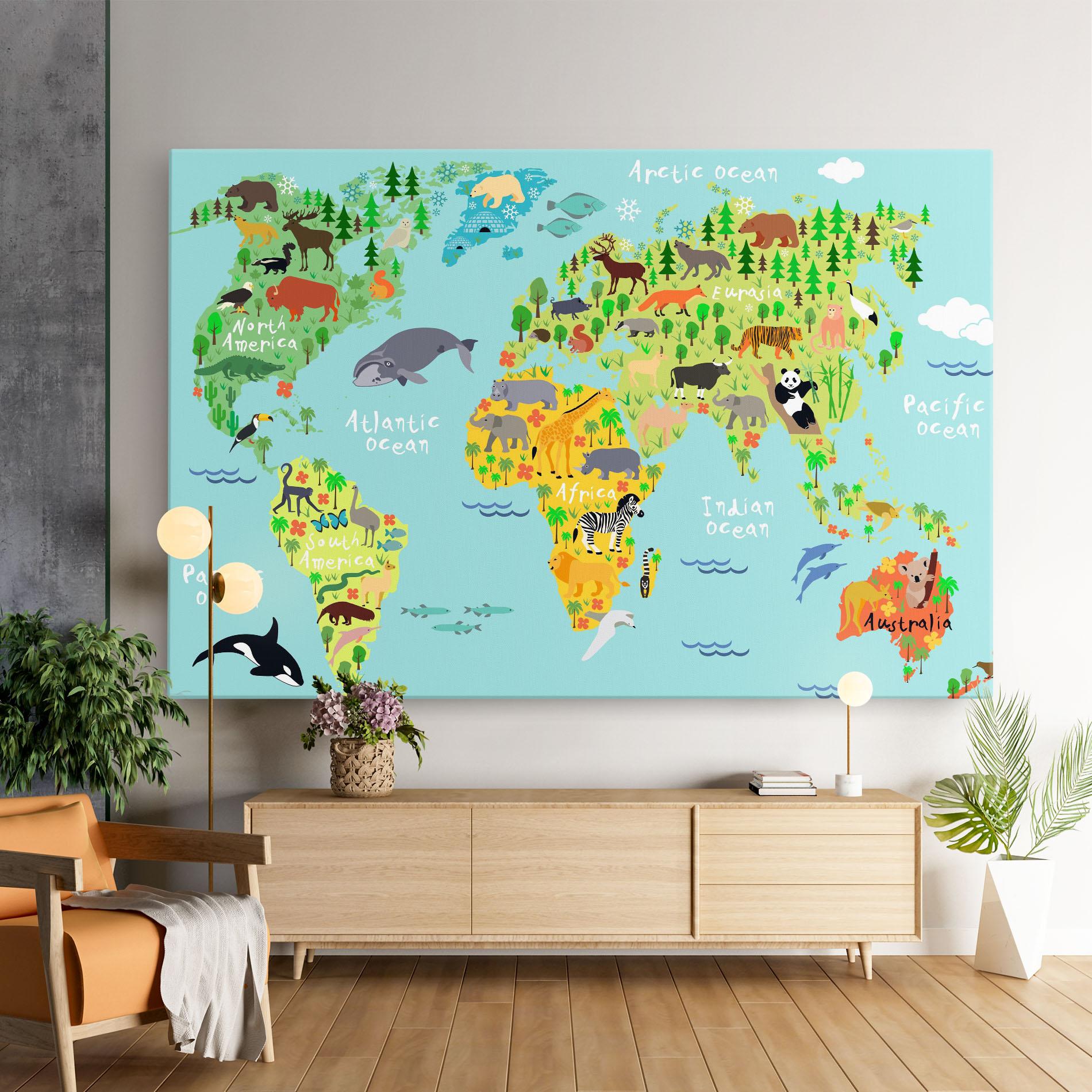 Картина на платно Animal World Map mockup 9