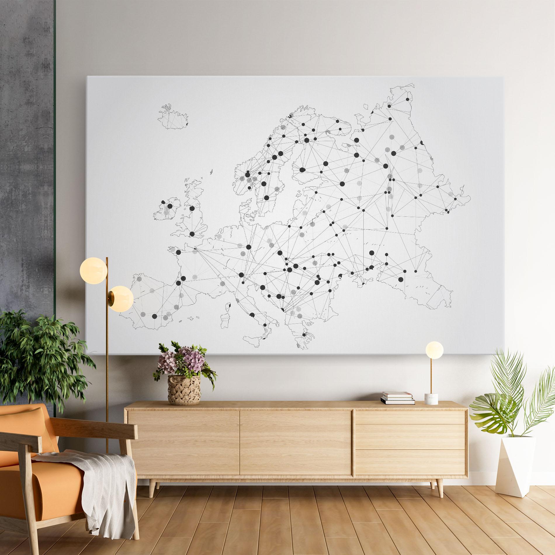 Картина на платно Europe Line Map mockup 9