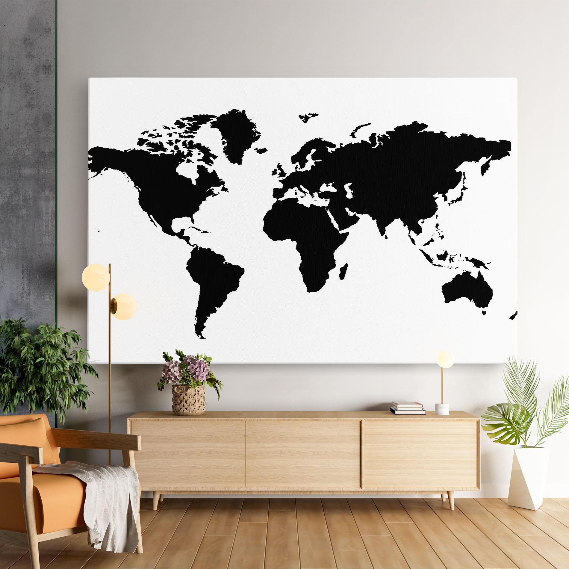 Картина на платно Global Black Map mockup 9