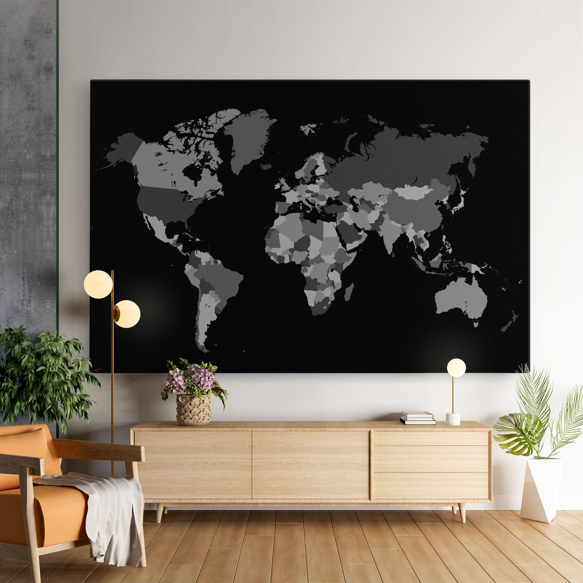 Картина на платно Grey Map World mockup 9
