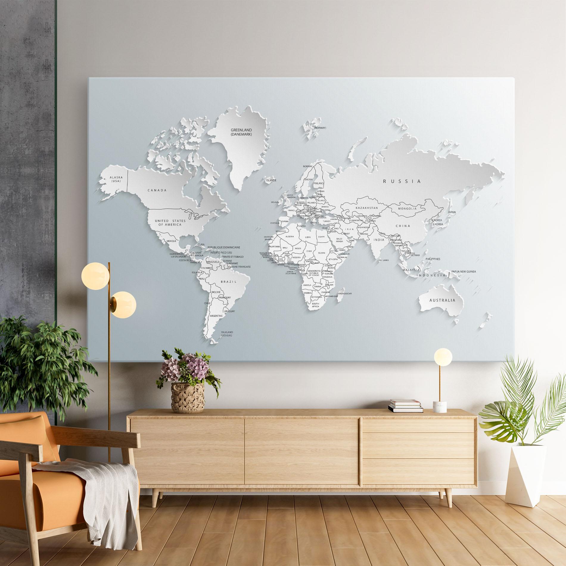 Картина на платно Grey White Map mockup 9