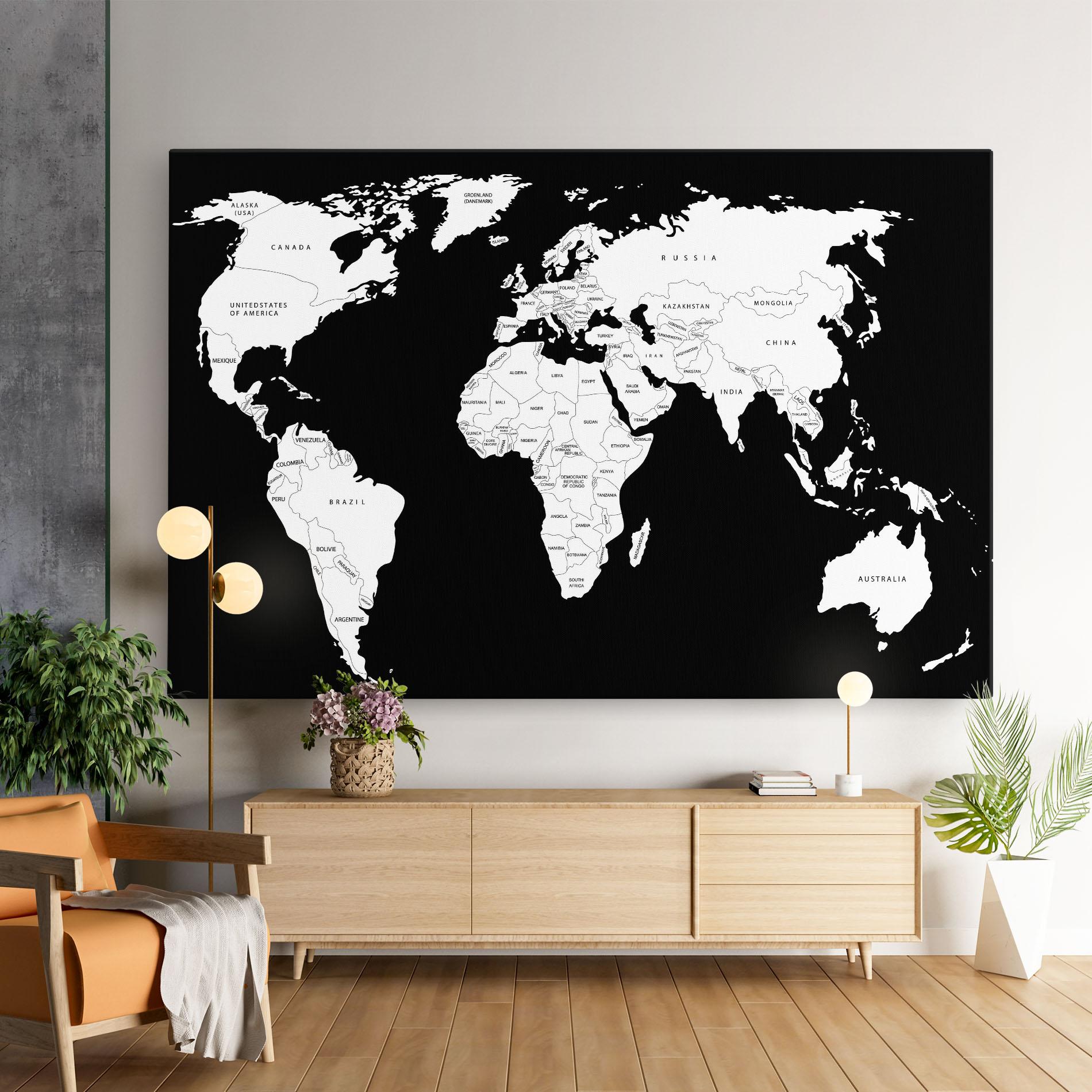 Картина на платно White World Map mockup 9