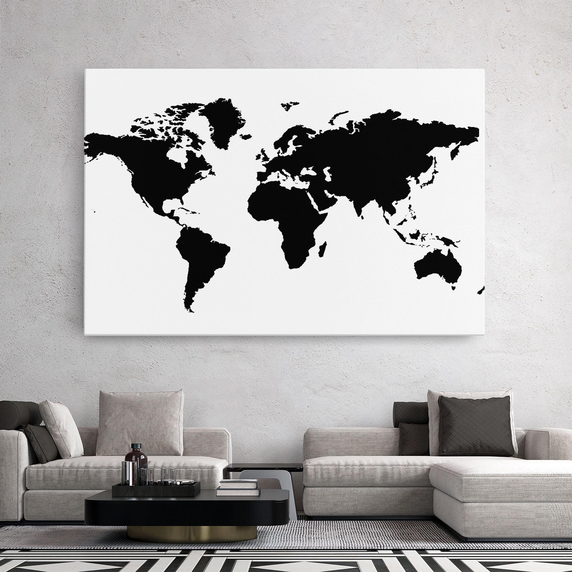 Картина на платно Global Black Map mockup 2
