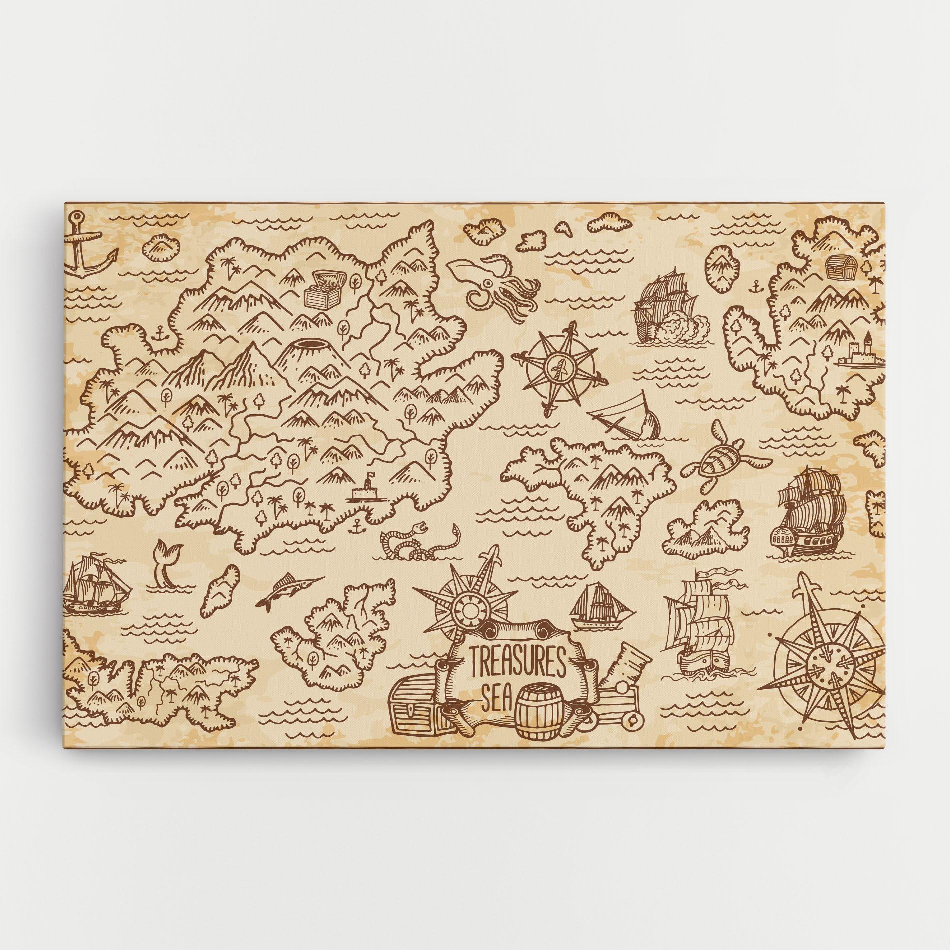 Картина на платно Cream Coffee Map mockup 0