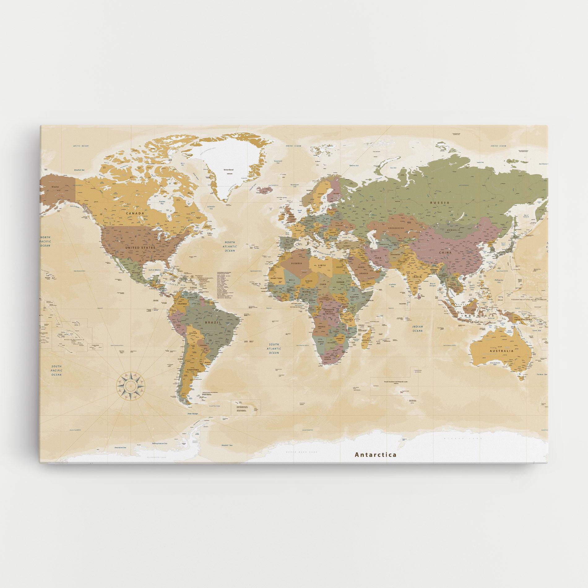 Картина на платно World Map Vintage mockup 0