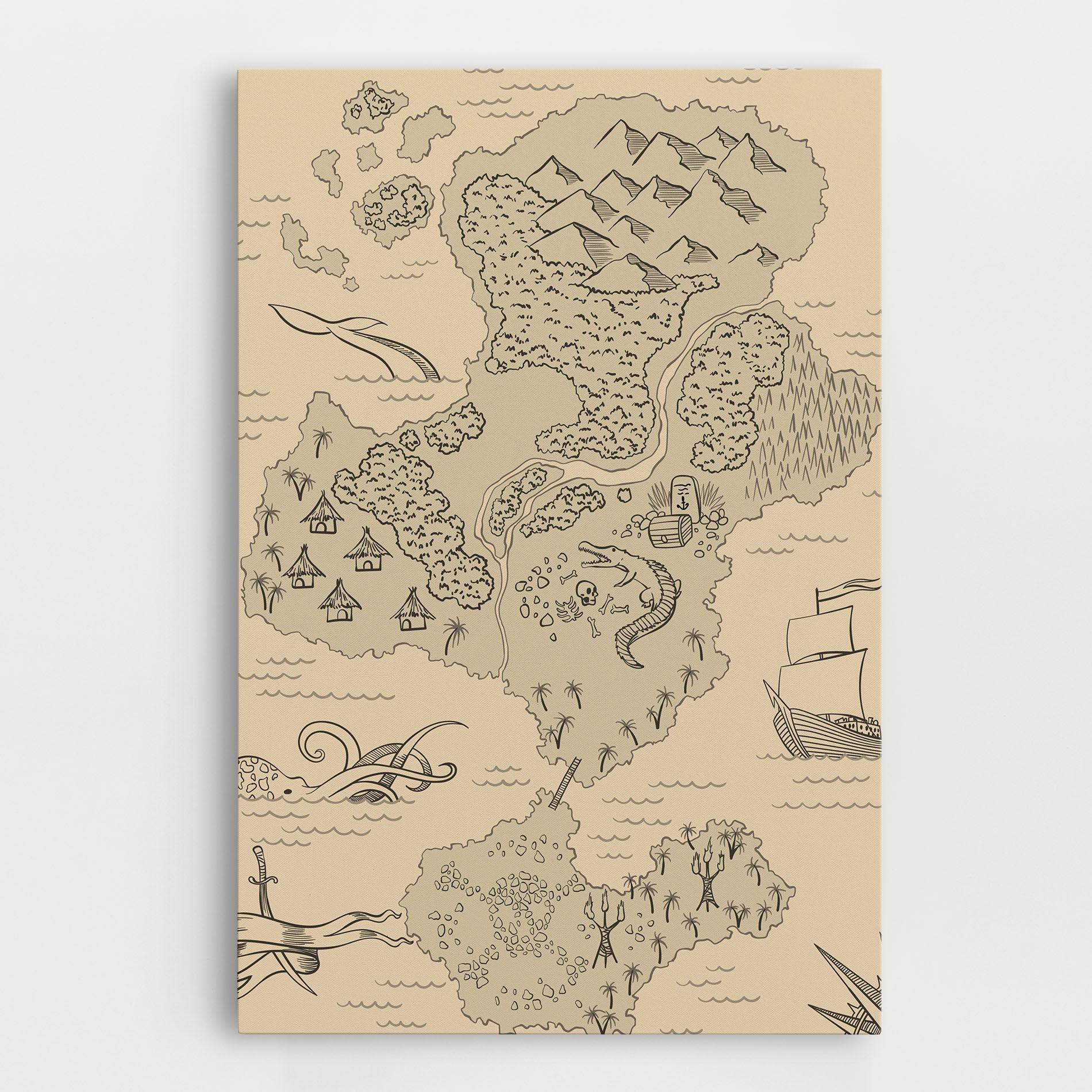 Картина на платно Island Old Map mockup 0