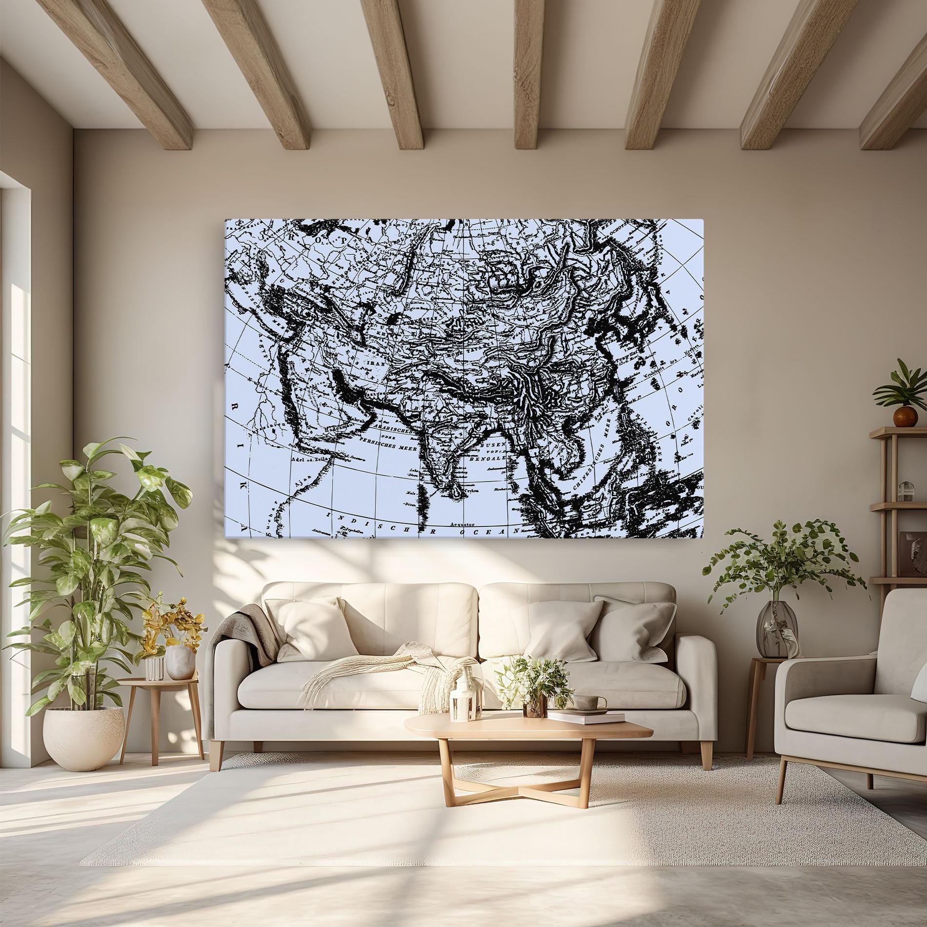 Картина на платно Blue Old Map mockup 6