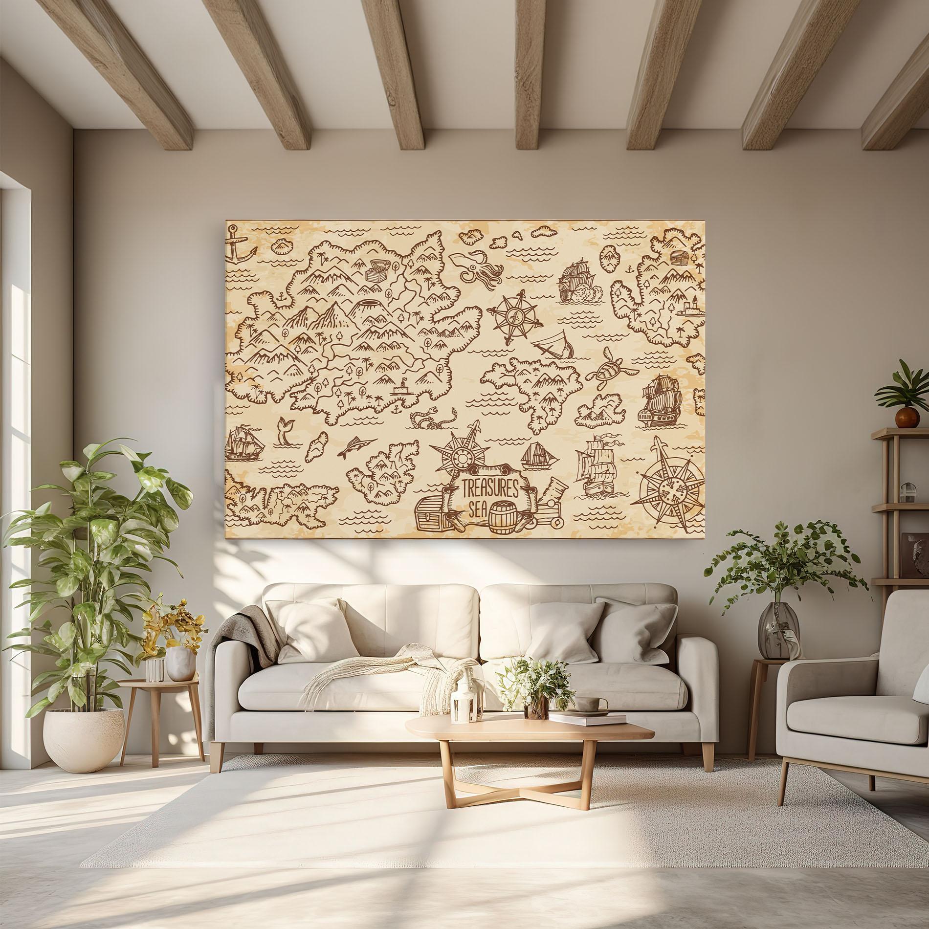 Картина на платно Cream Coffee Map mockup 6