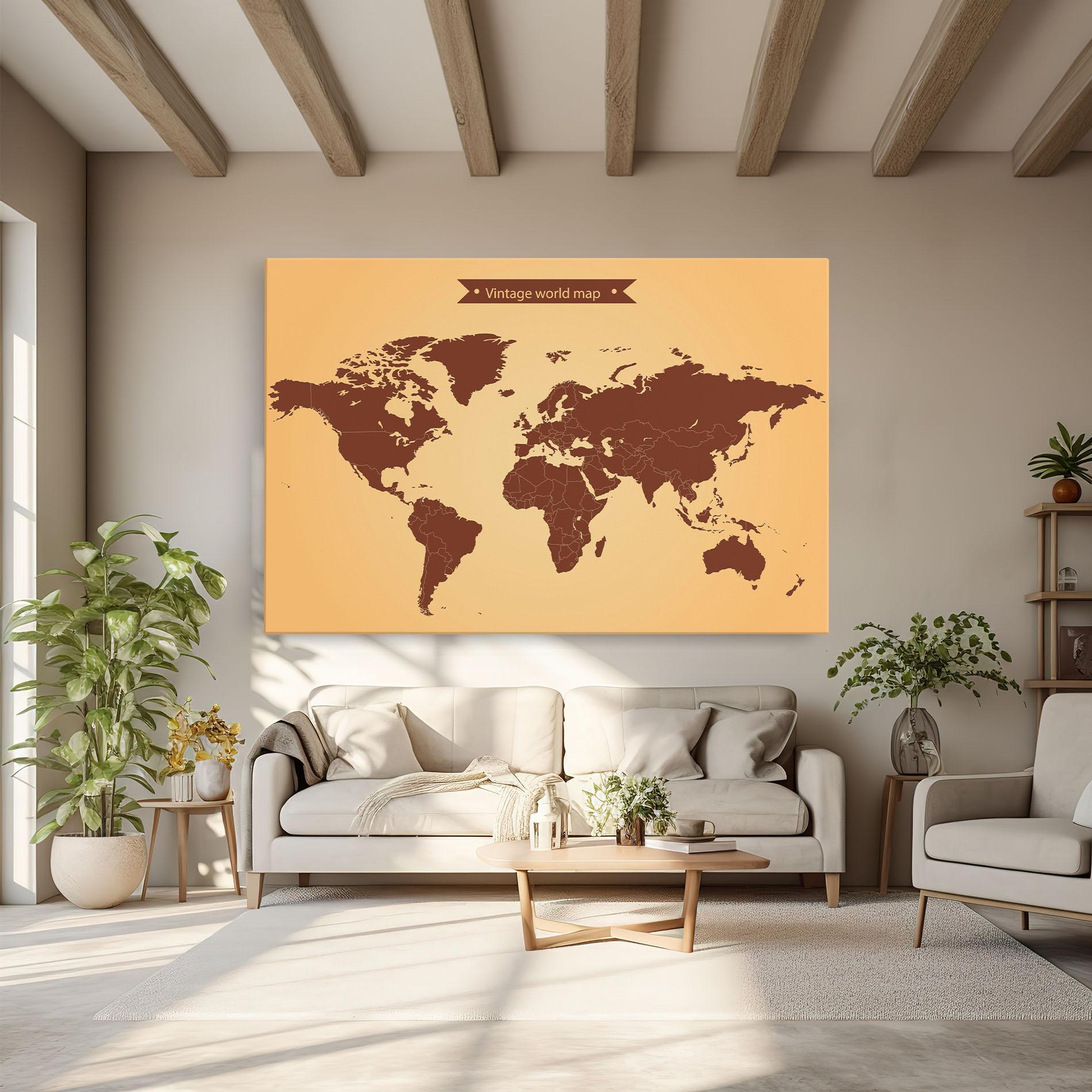 Картина на платно Vintage World Map mockup 6