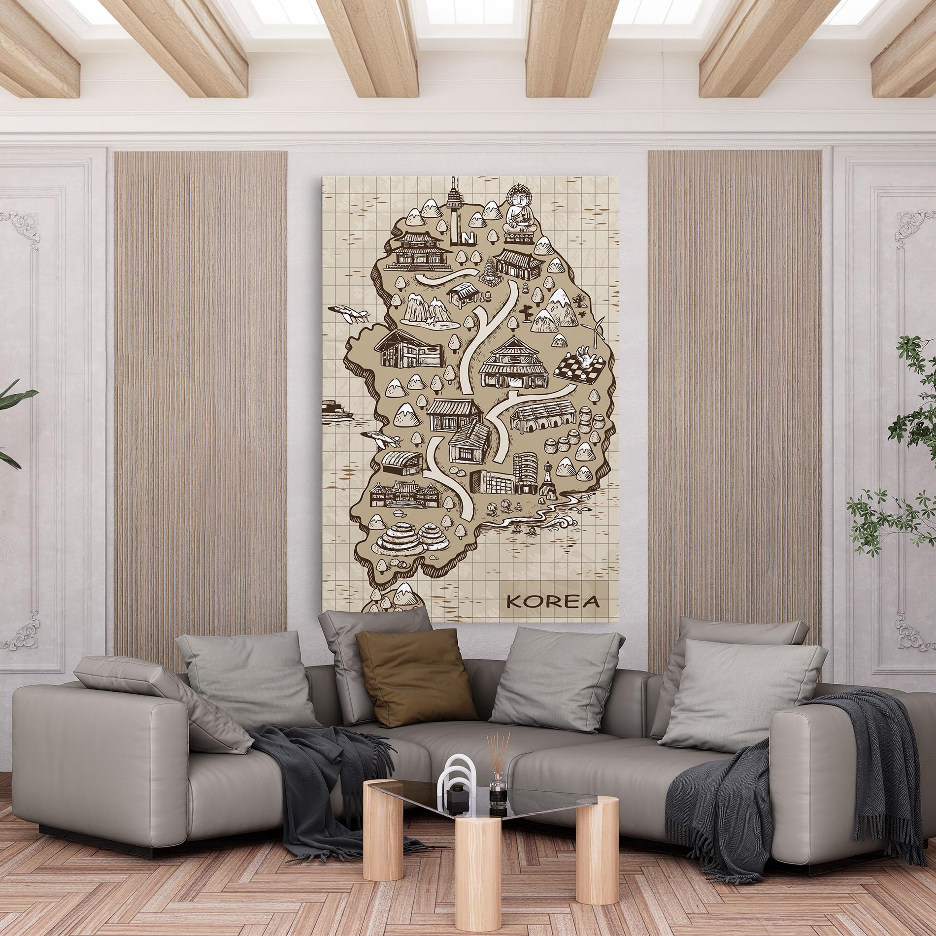 Картина на платно Old Korea Map mockup 6