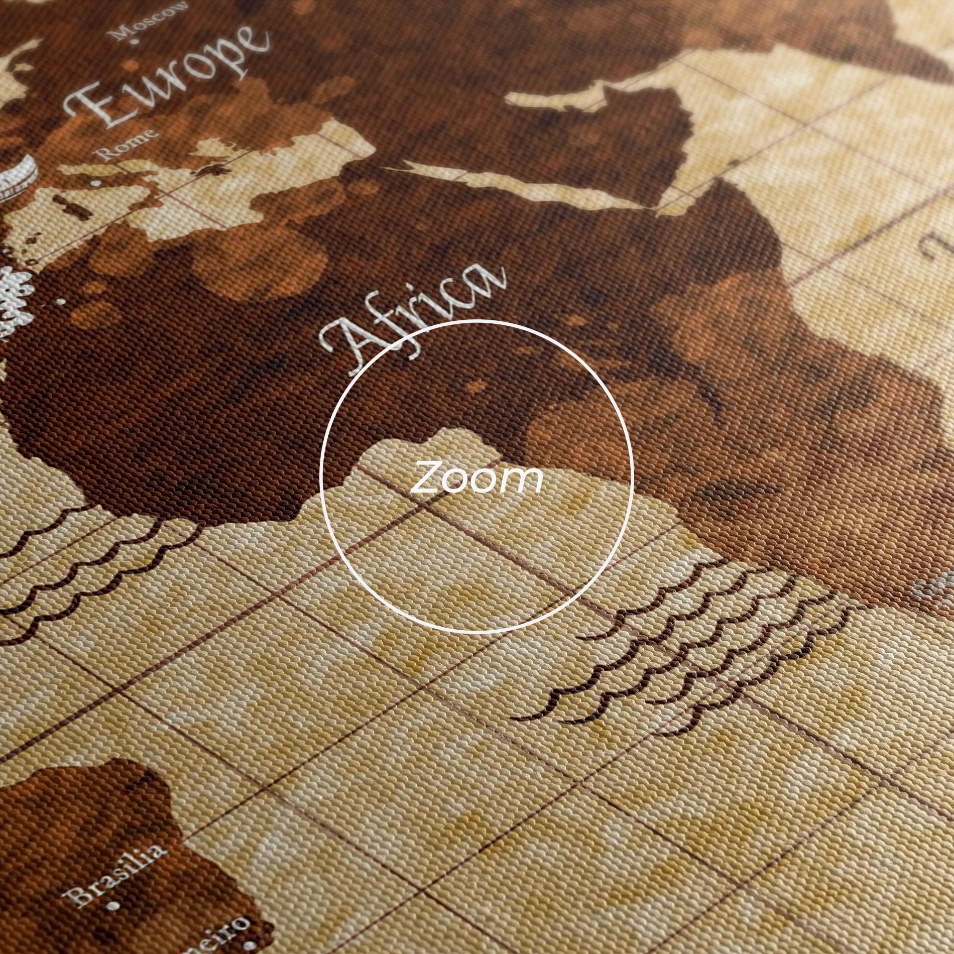 Картина на платно Brown Old Map mockup 3