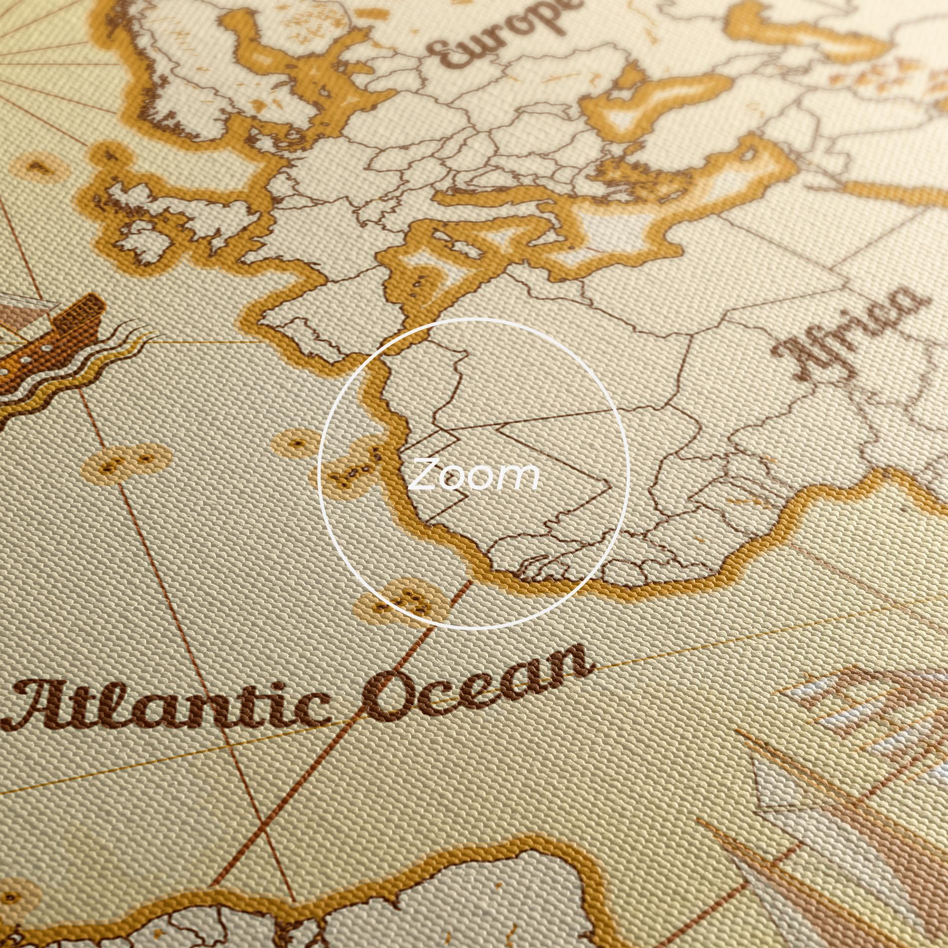 Картина на платно Gold Vintage Map mockup 3