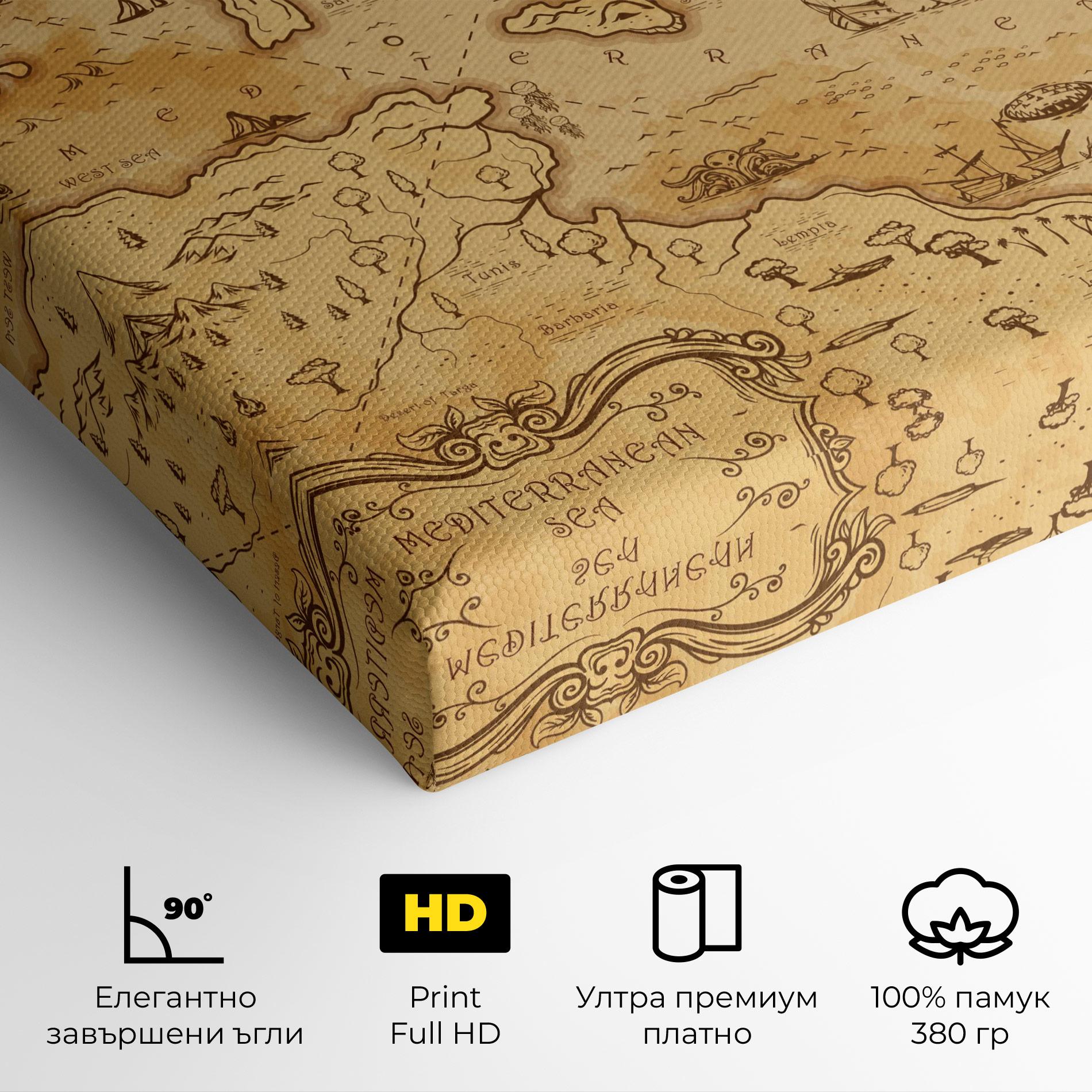Картина на платно Cream Brown Map mockup 4